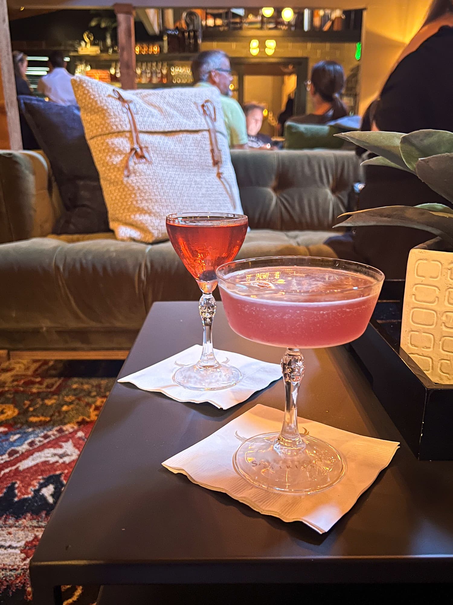 The Blackberry Gin Martini (left) and Astrid, both made with Salvation Spirits liquors. 