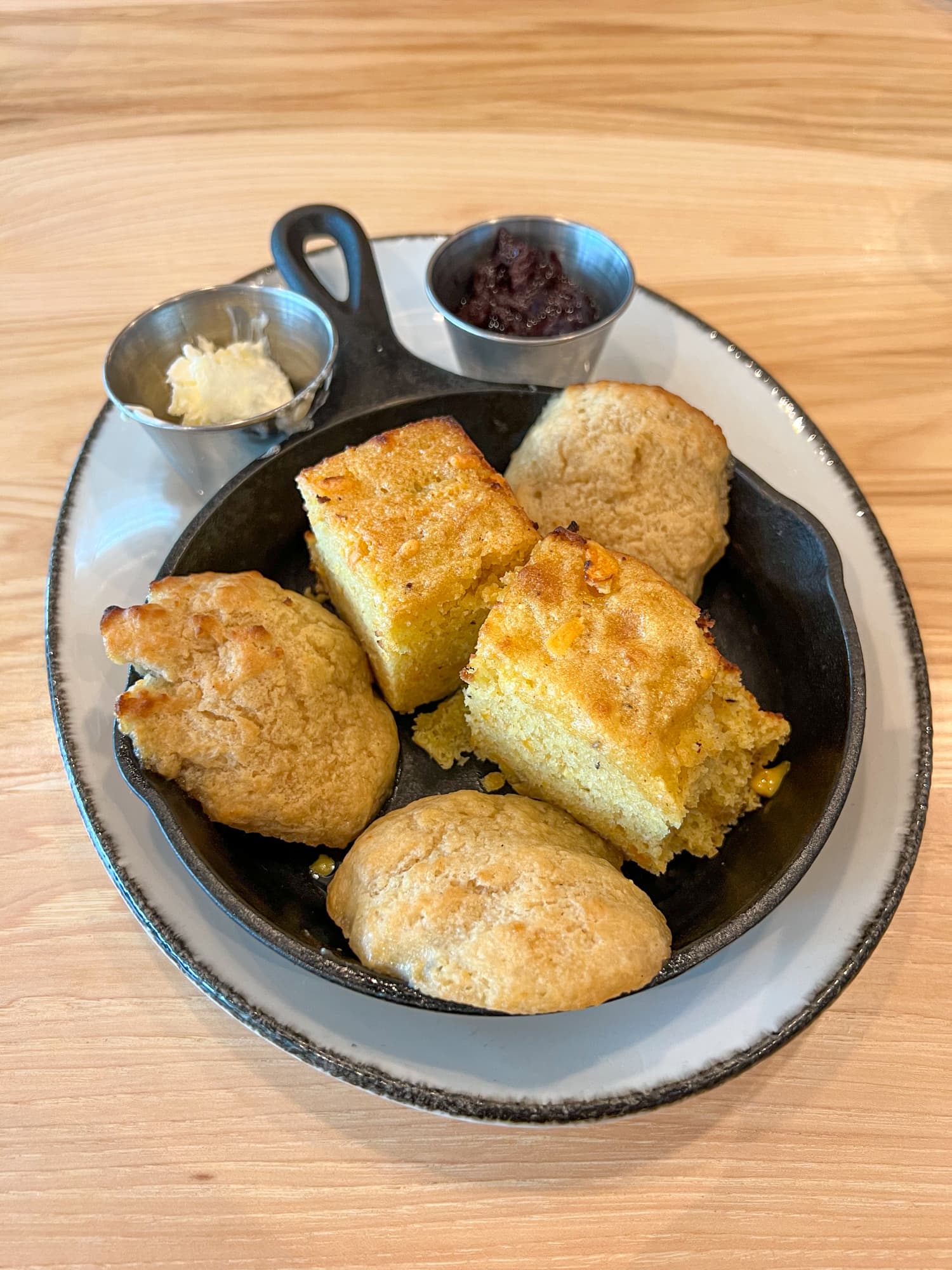 Shiner beer bread and cornbread at Hill + Vine