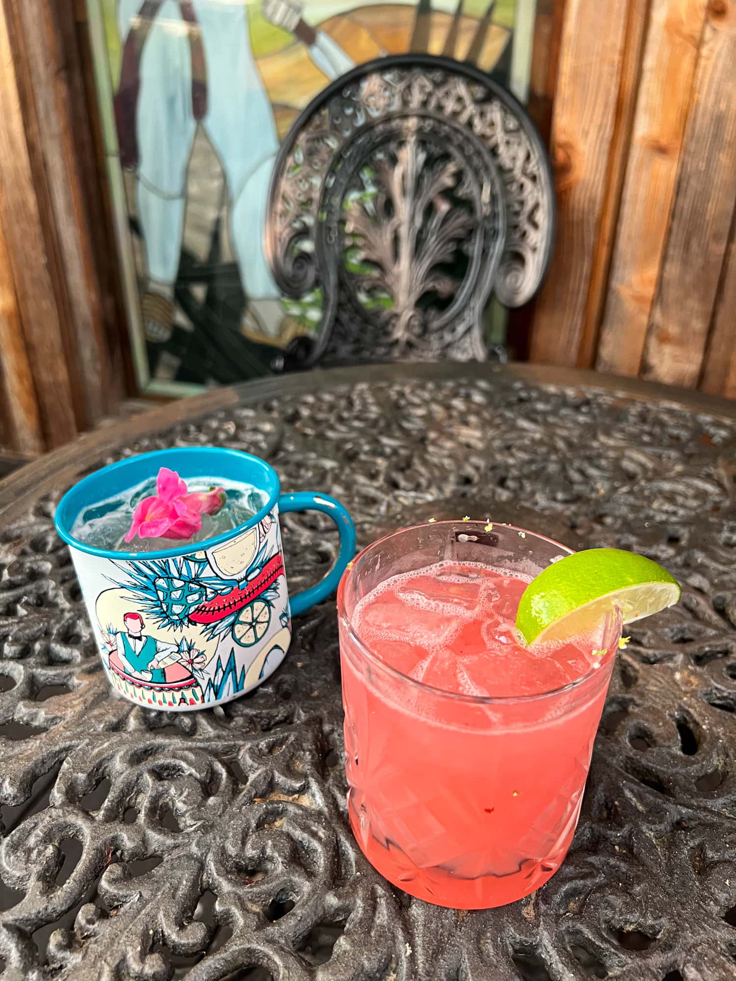 Sotol cocktail (left) and watermelon mezcal margarita at Techo Mezcaleria