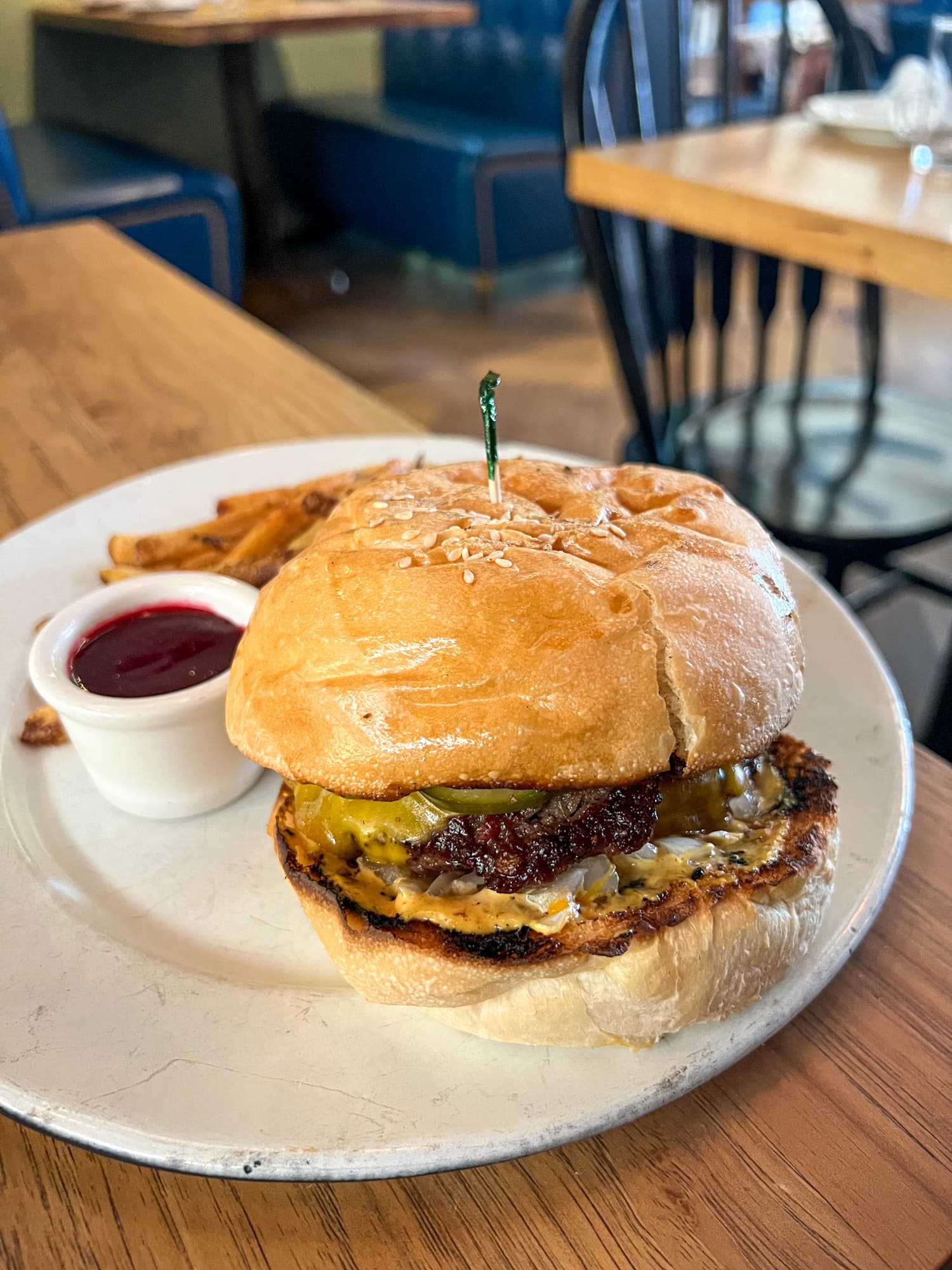 Dry-aged wagyu double cheeseburger at Dai Due restaurant