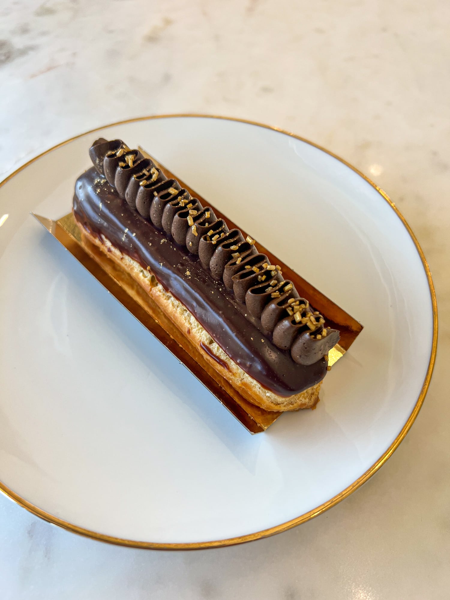 Chocolate eclair at Rocheli Patisserie