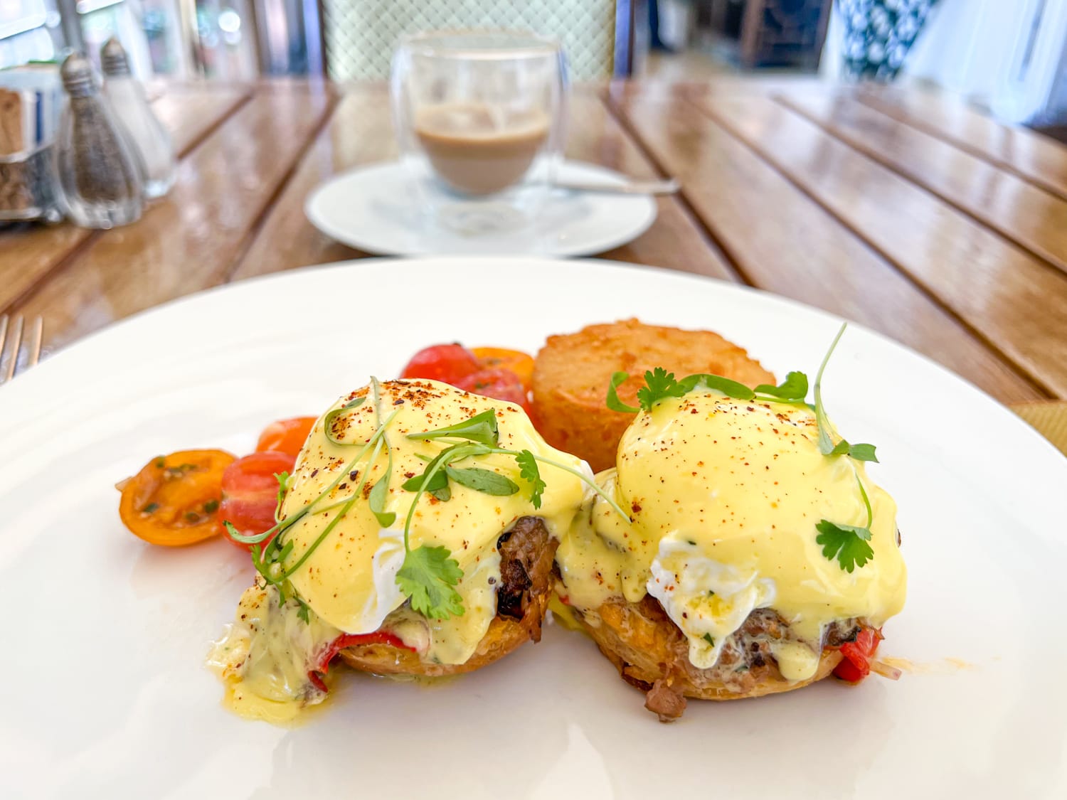 Brisket Benedict at The Mansion Restaurant at Rosewood Mansion in Turtle Creek