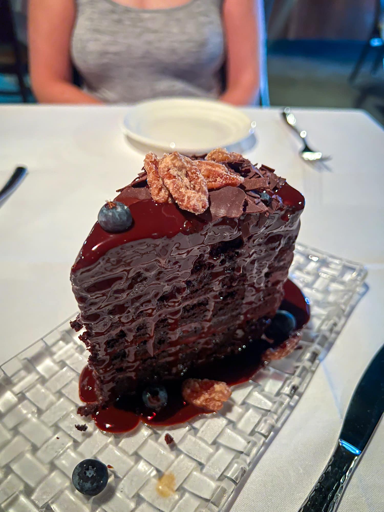 Eight-layer chocolate cake at One Thirty Five Prime