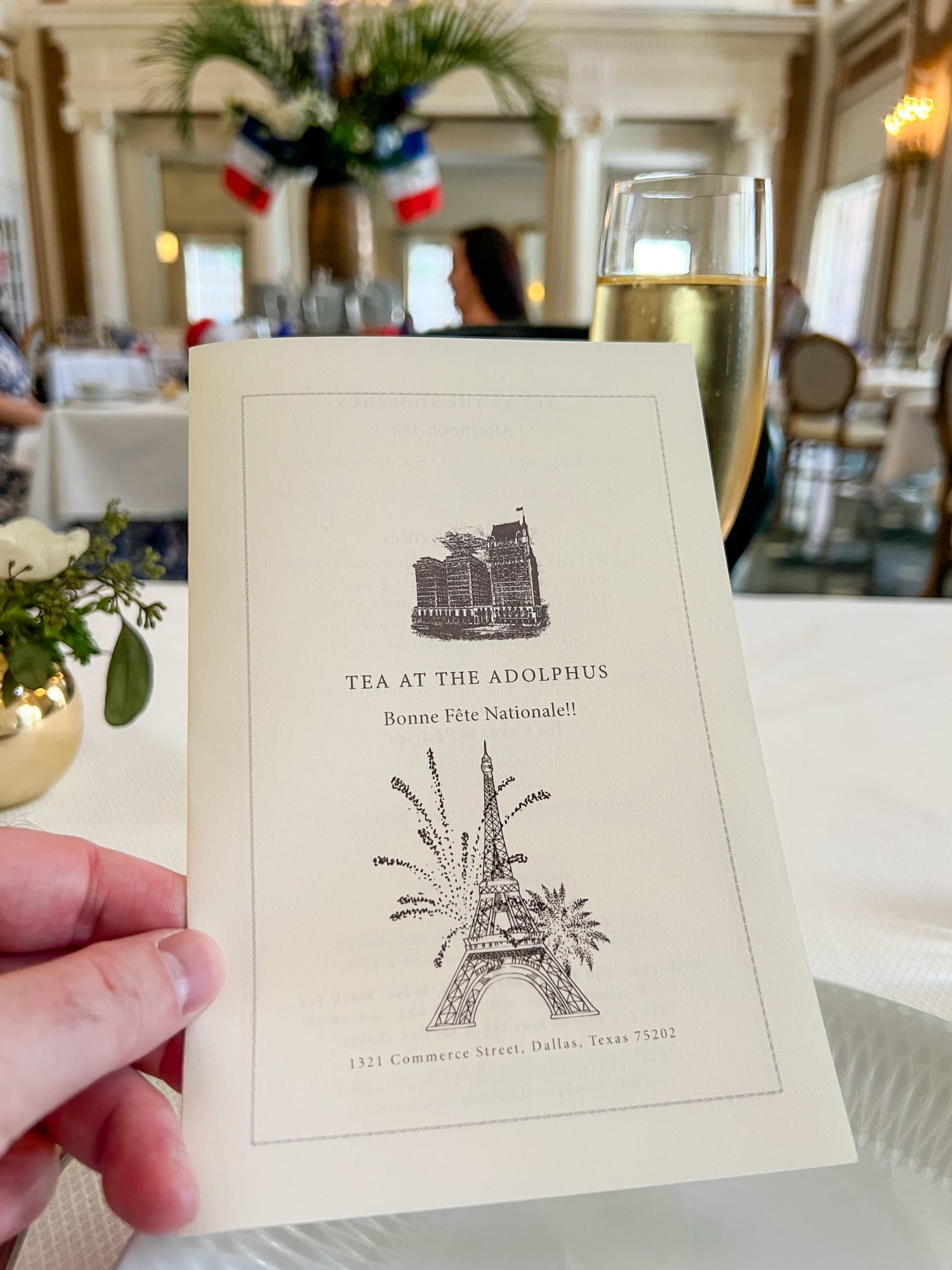 Afternoon tea menu at The French Room