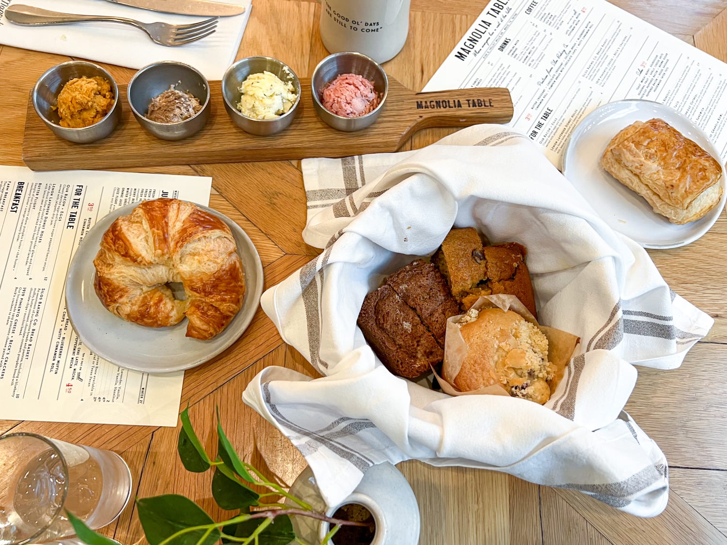 Assorted pastries with butter flight at Magnolia Table, one of the best restaurants in Waco, TX