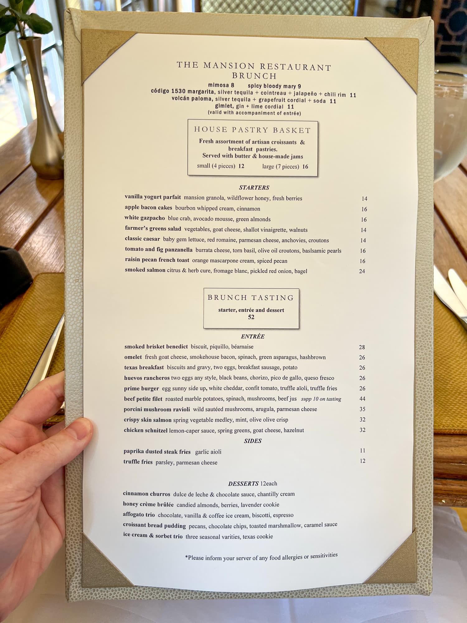 Brunch menu