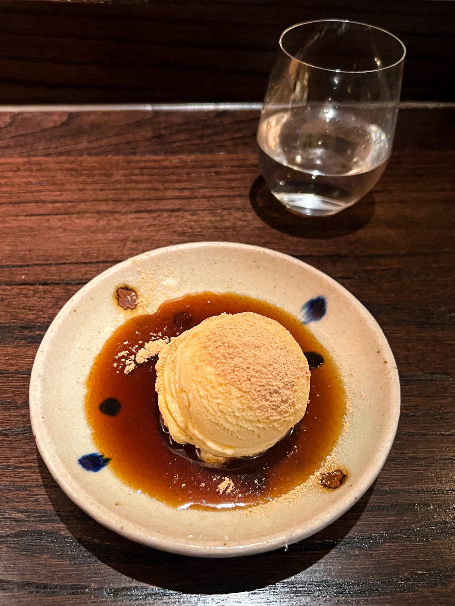 Soba ice cream and black honey at Tei-An in Dallas, TX