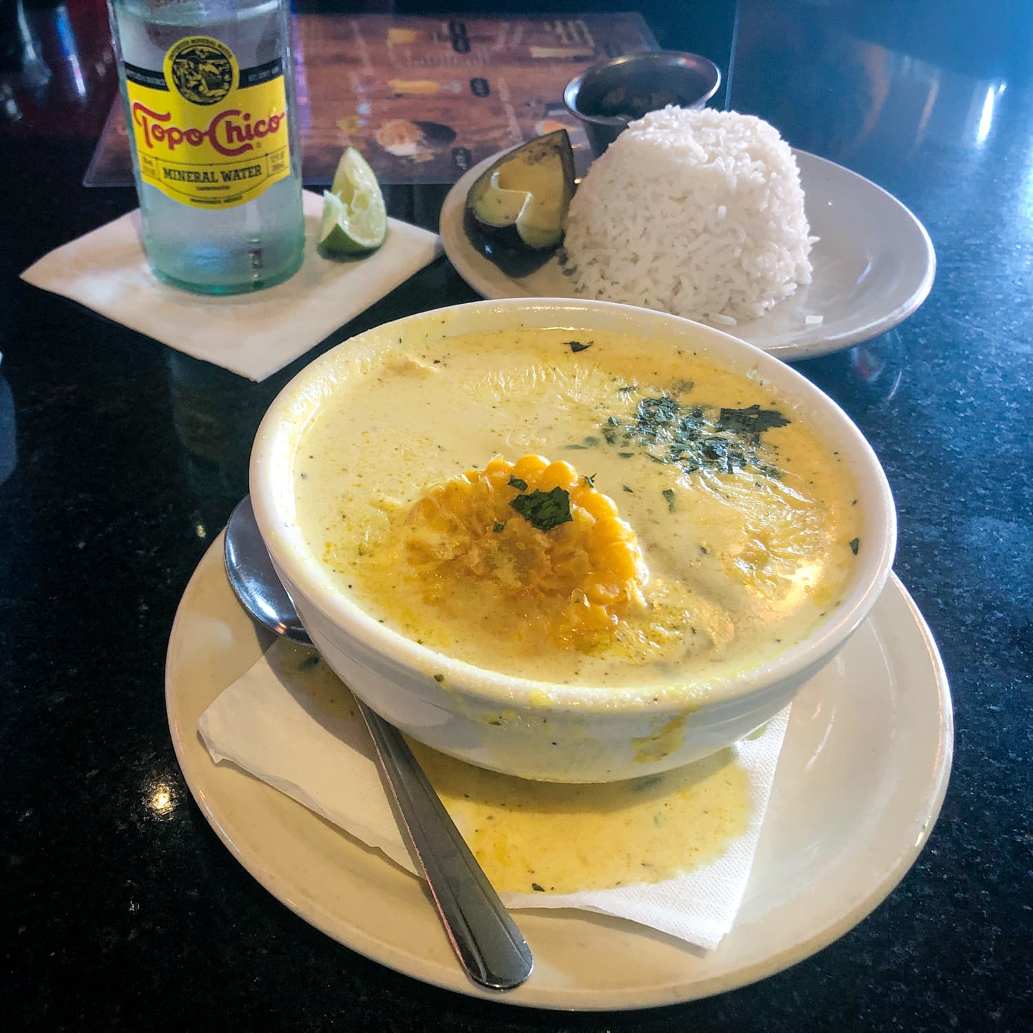 Ajiaco soup at Casa Colombia