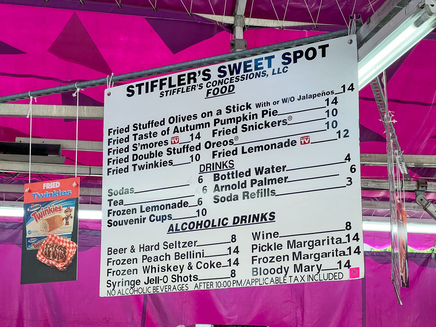 Menu at Stiffler's Sweet Spot