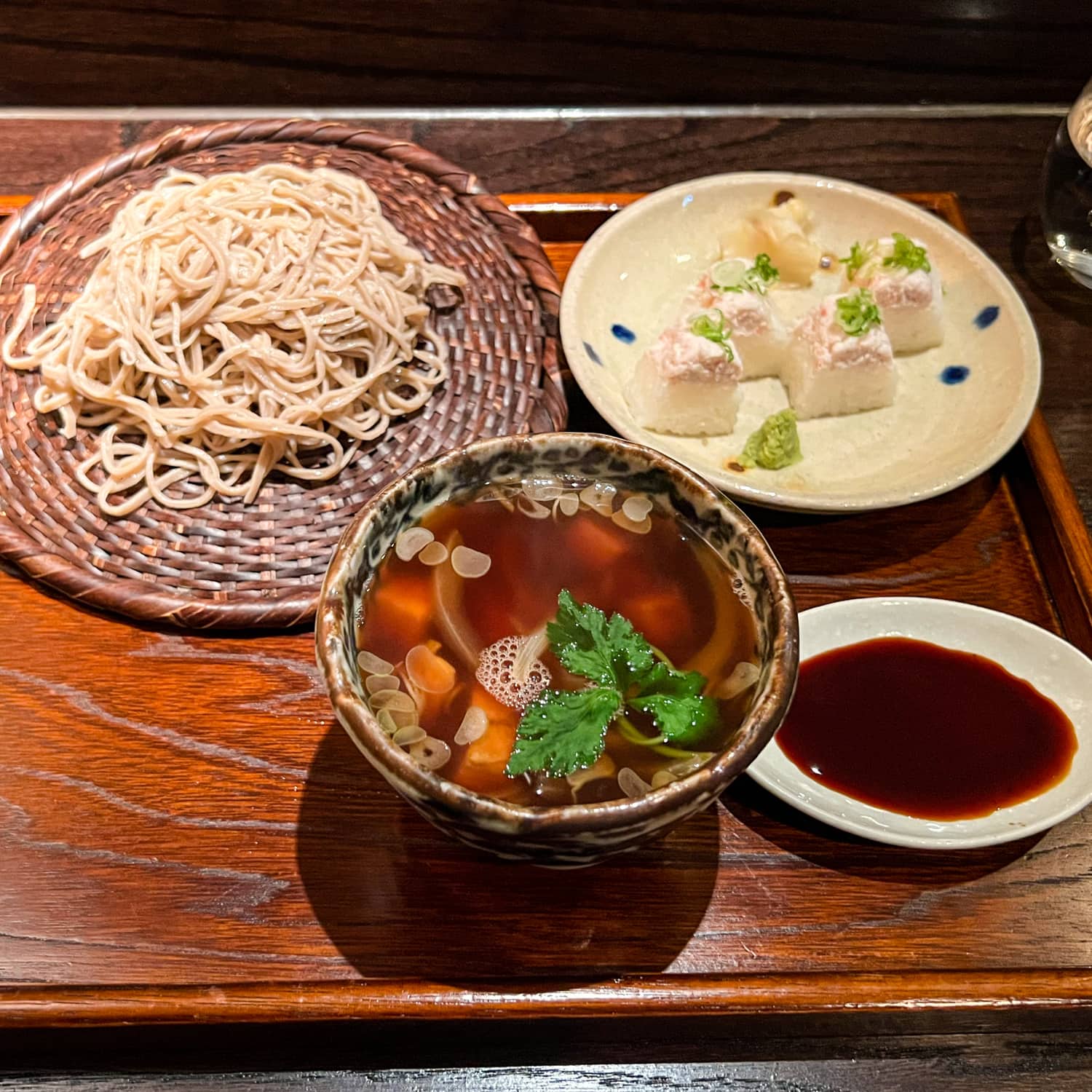 Soba noodles and sushi at Tei-An, one of the best sushi restaurants in Dallas