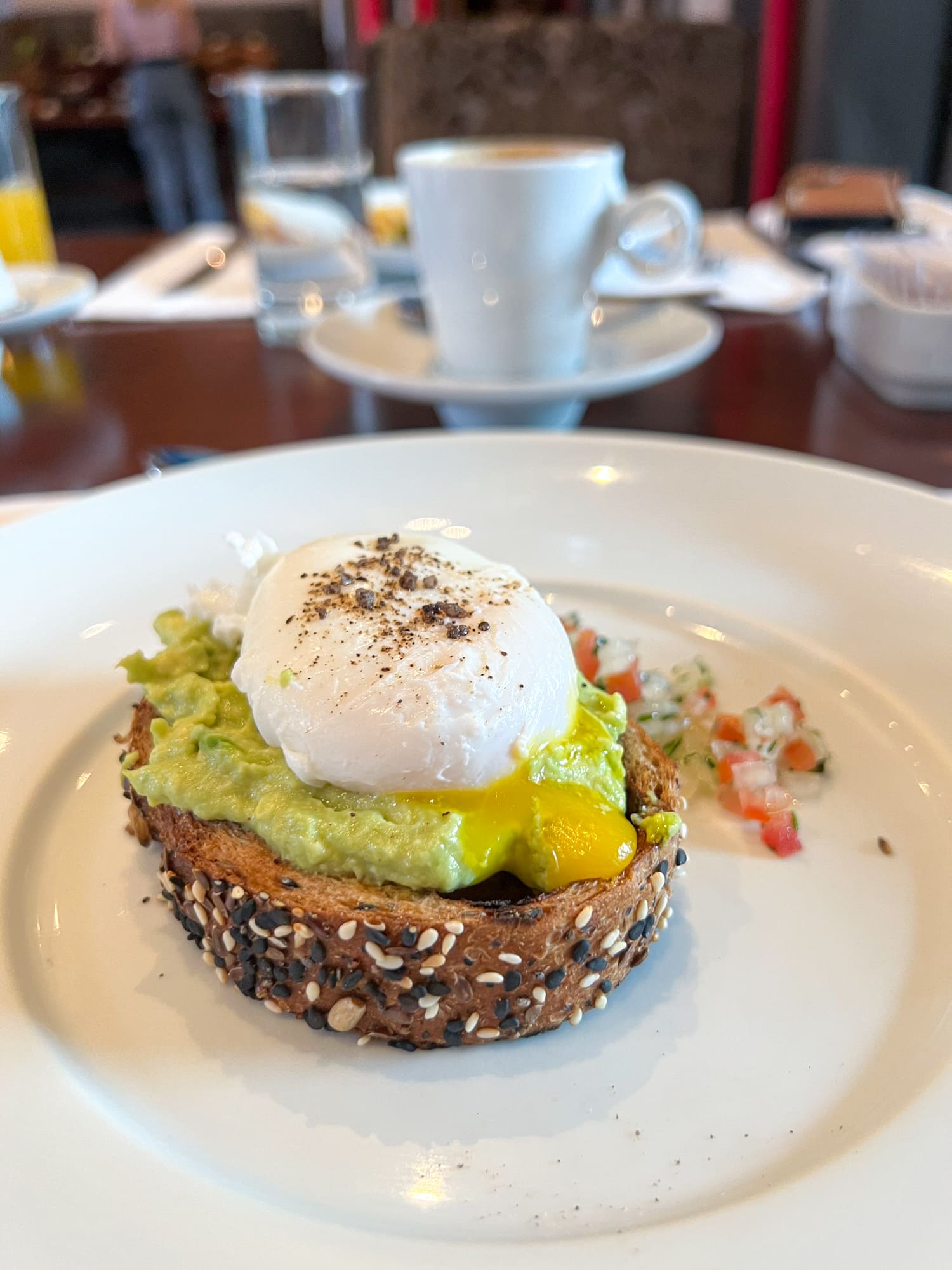 Avocado toast with a poached egg