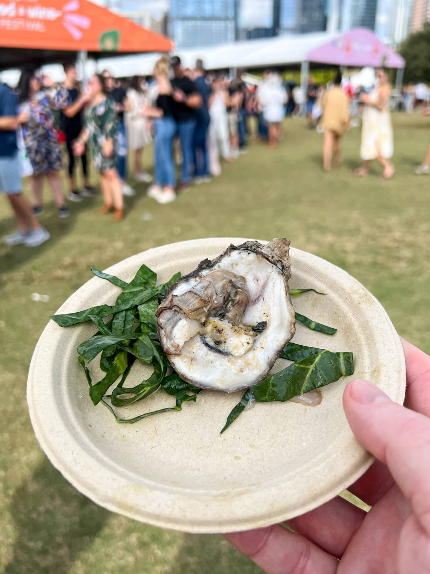 Grilled oyster with butternut squash compound butter by Hillside Farmacy