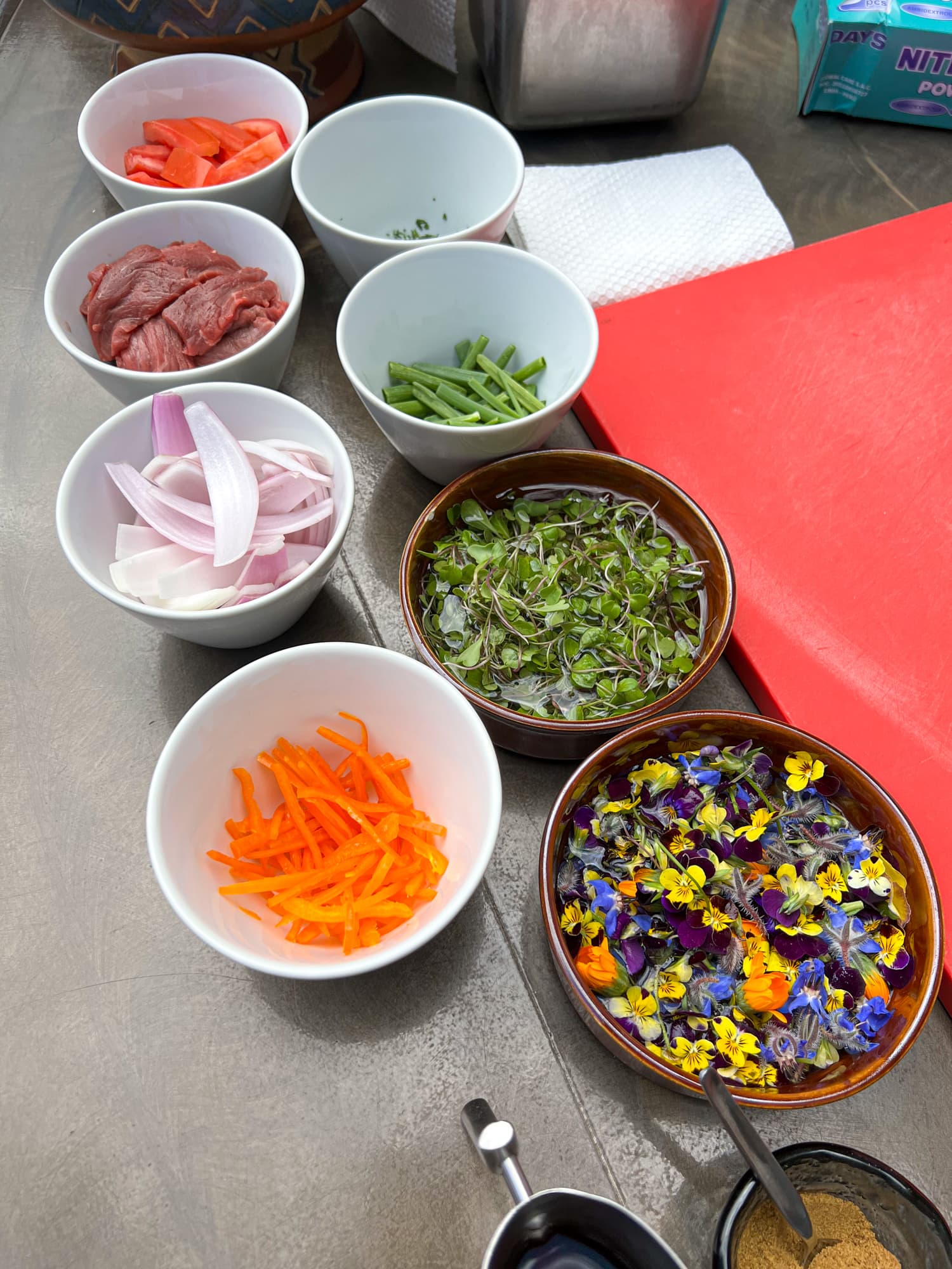 Some of the ingredients for lomo saltado