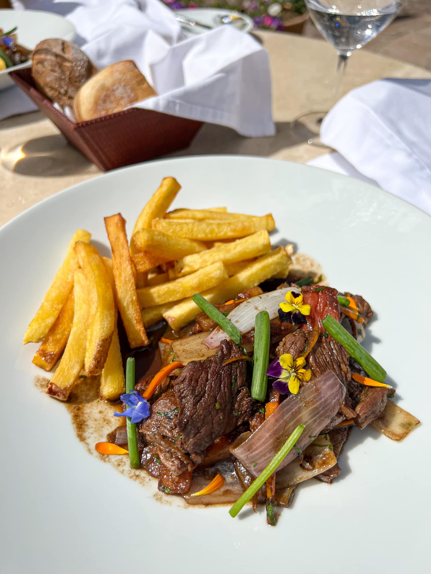 Lomo saltado at Palacio del Inka hotel in Cusco, Peru