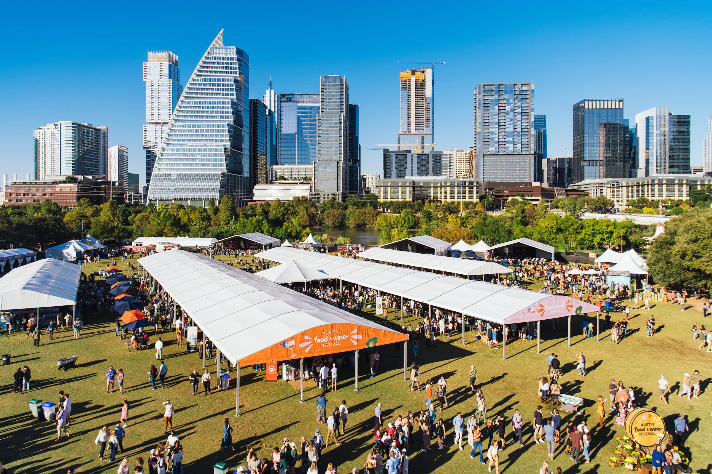 Birdseye view of Auditorium Shores by Charles Reagan for Austin Food and Wine 2022 