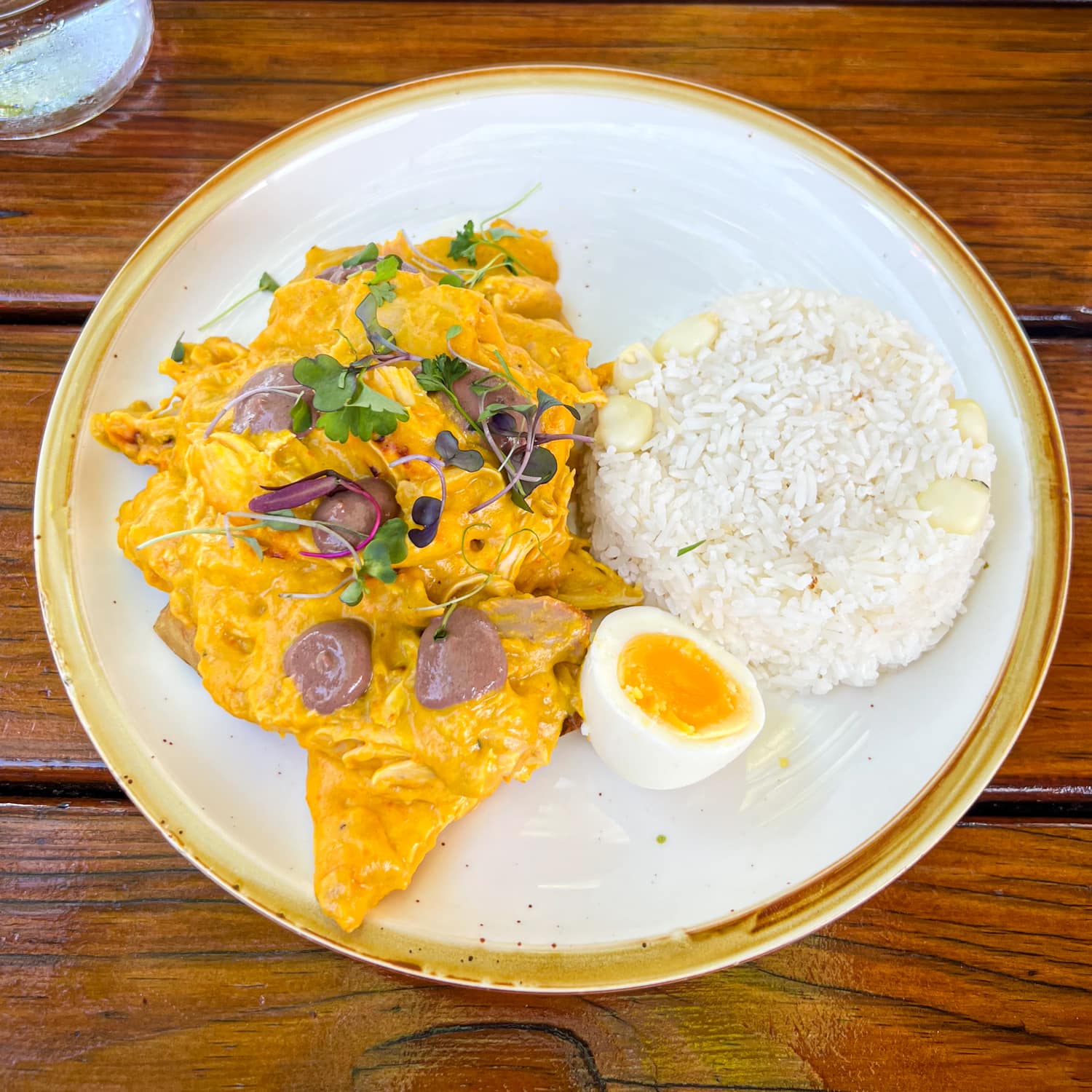 Aji de gallina at Llama Kid, a Peruvian restaurant in Austin, Texas