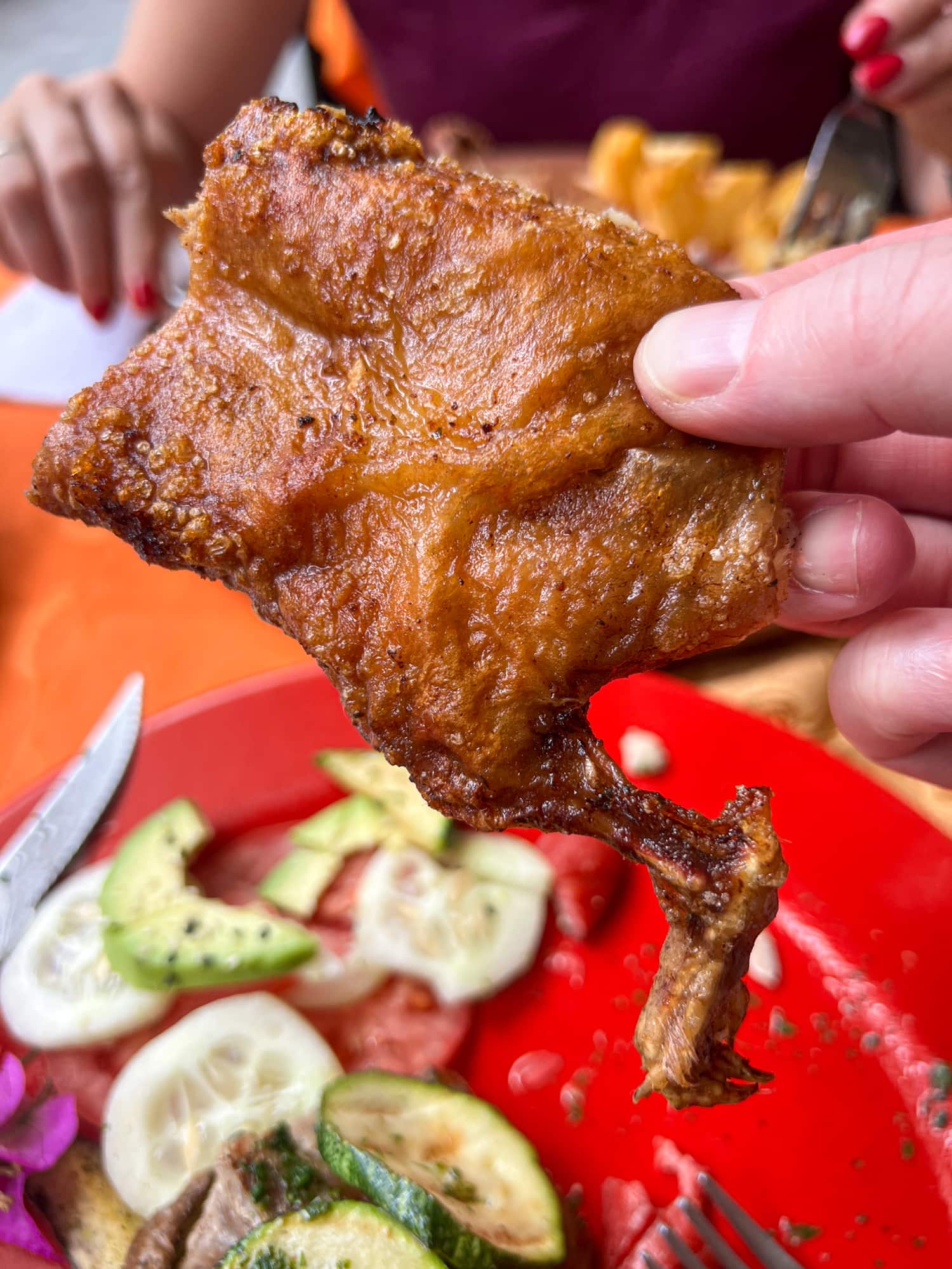 Flattened and deep-fried guinea pig