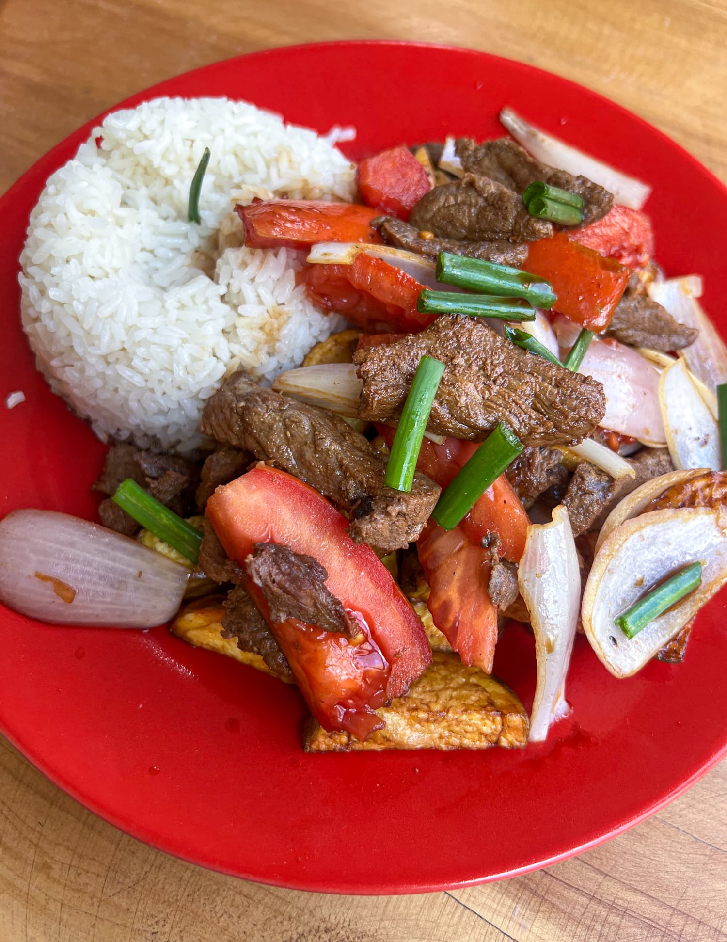 Lomo saltado is a popular beef stir fry in Peru