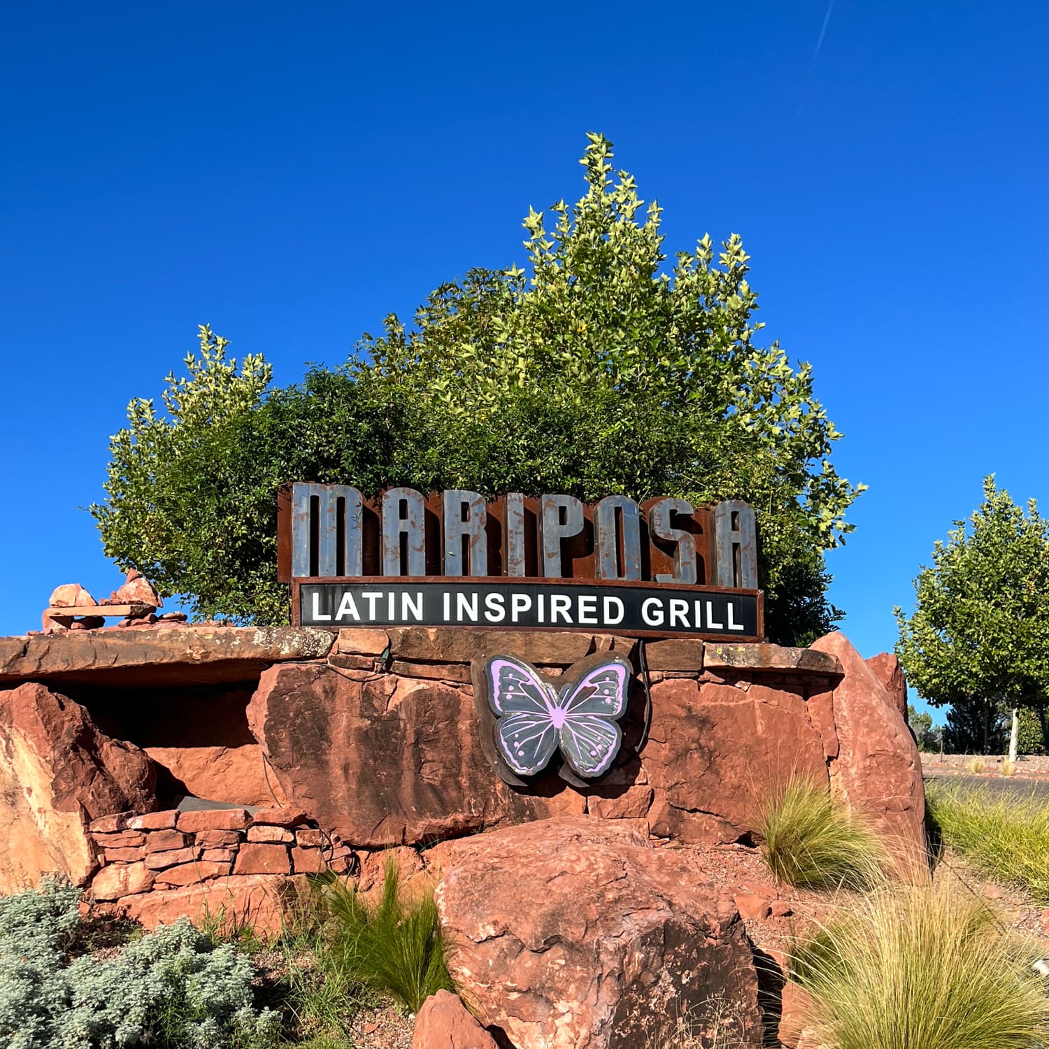 Sign for Mariposa Latin Inspired Grill in Sedona, Arizona