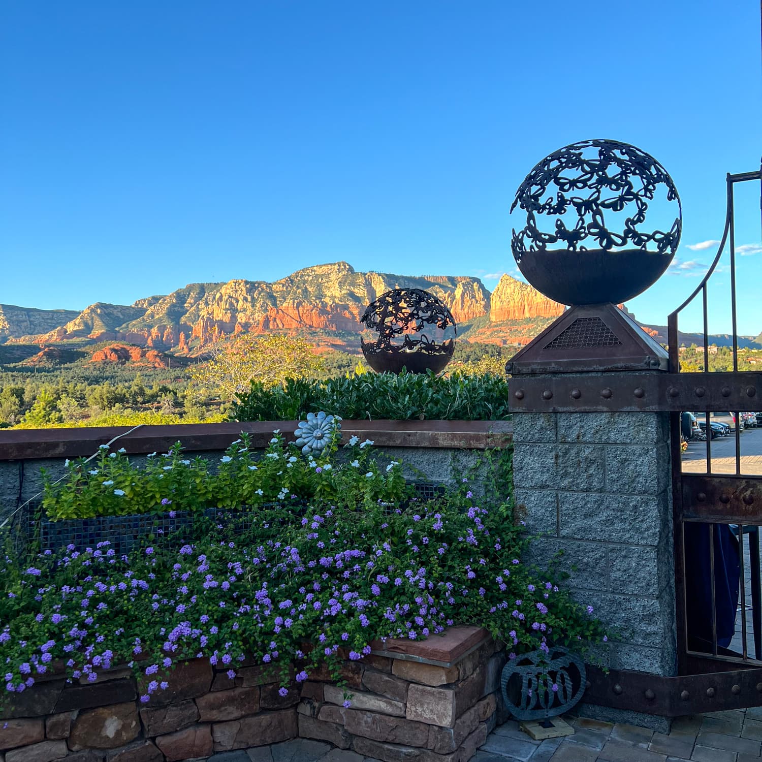 Two of four "fire-wok butterfly globes" at Mariposa restaurant in Sedona