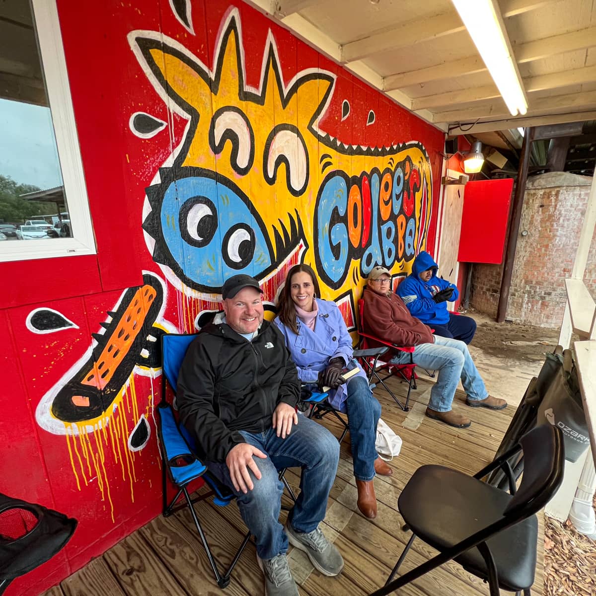 Dave and Kel in line at Goldee's Barbecue