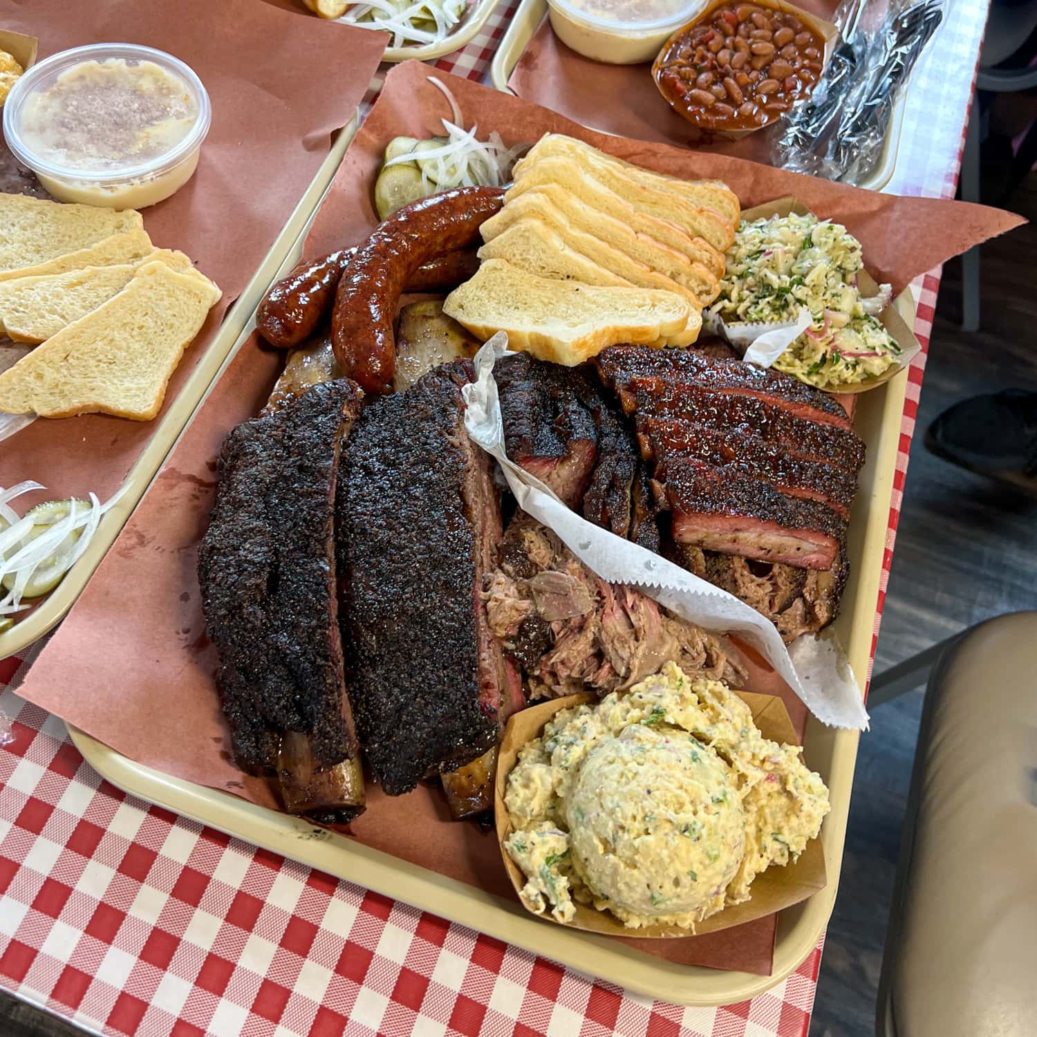 Barbecue tray at Goldee's BBQ, one of the best restaurants in Fort Worth, Texas