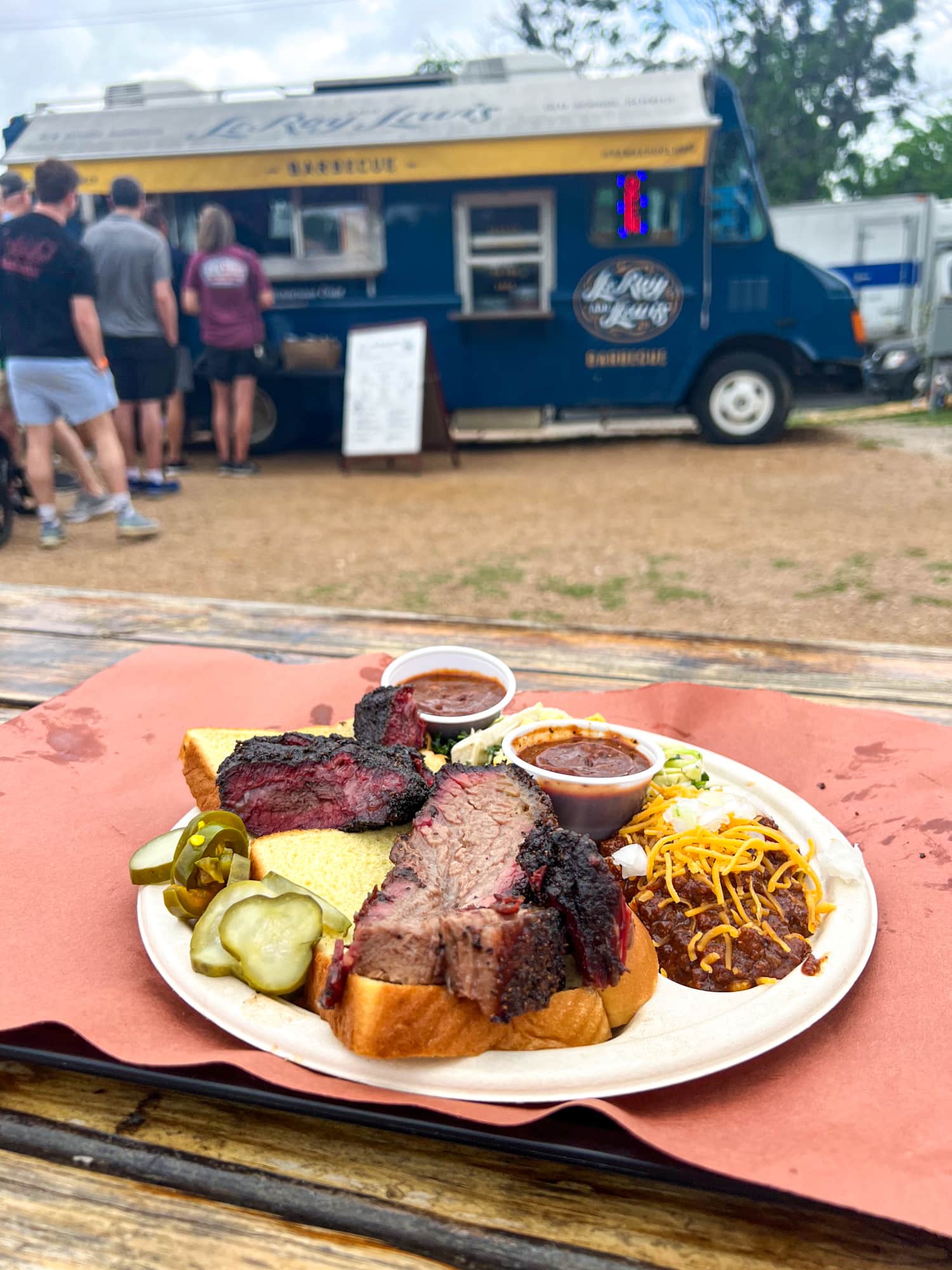 Brisket and beef cheek at LeRoy and Lewis Barbecue in South Austin, Texas