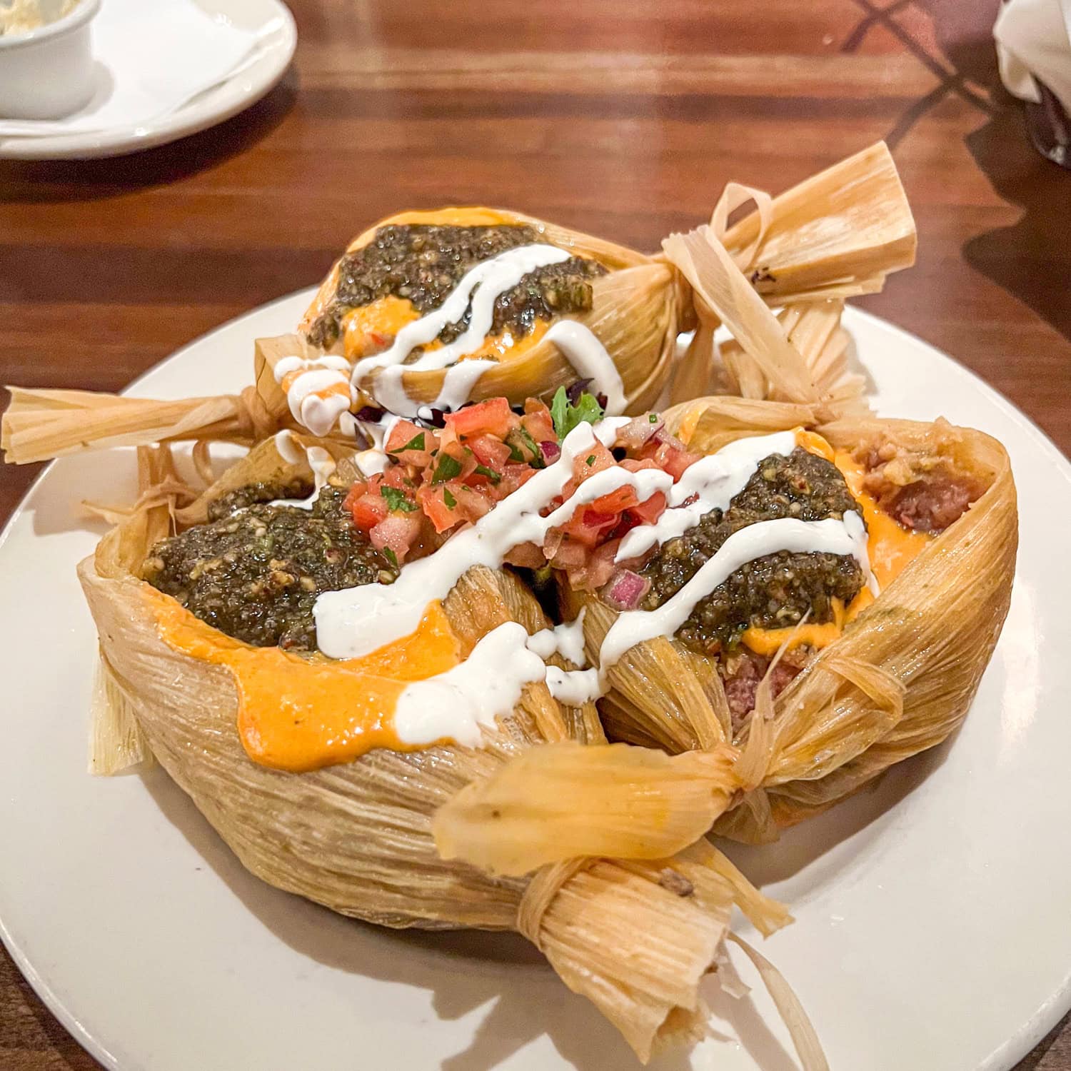 Tenderloin tamales with pecan mash at Reata Restaurant in downtown Fort Worth.