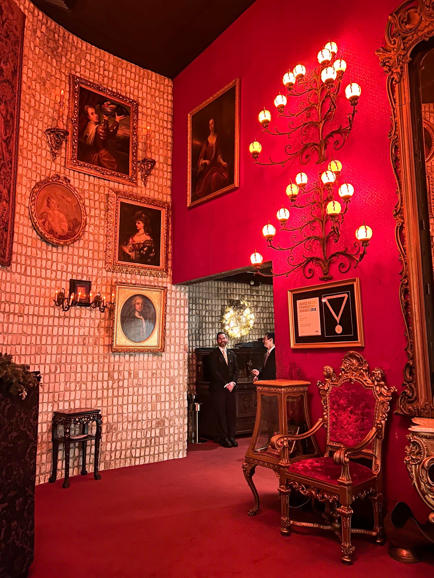 The red-lit lobby at Bern's Steak House in Tampa