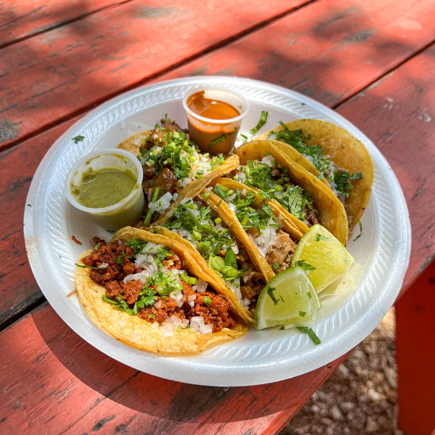 Sampler plate at Cuantos Tacos, a Mexican food truck