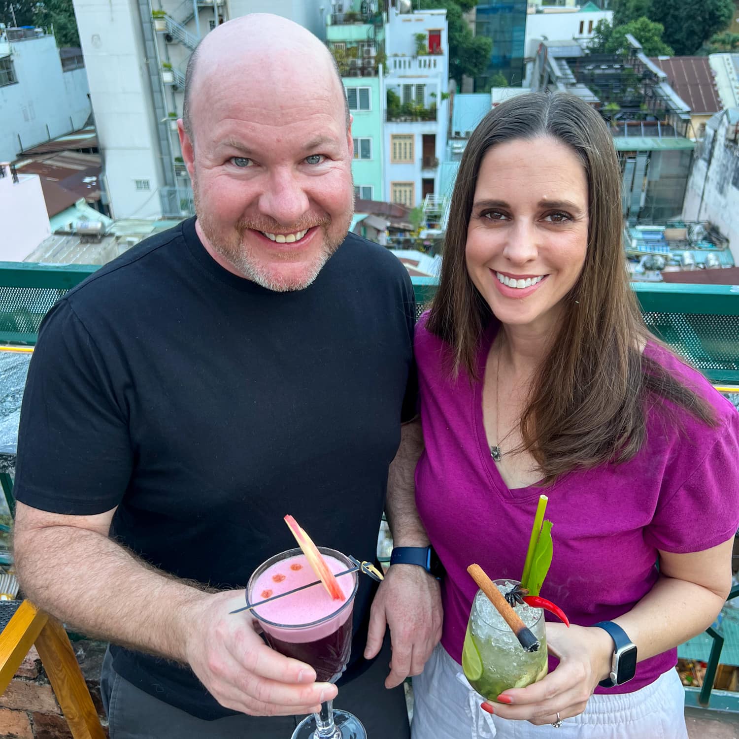 Dave and Kel with cocktails at Nhau Nhau (photo by Troy Floyd)