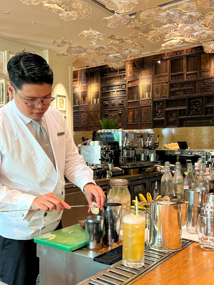 A tea drink is prepared at the Pastry Boutique at the Park Hyatt Saigon (photo by Kelly Lemons)