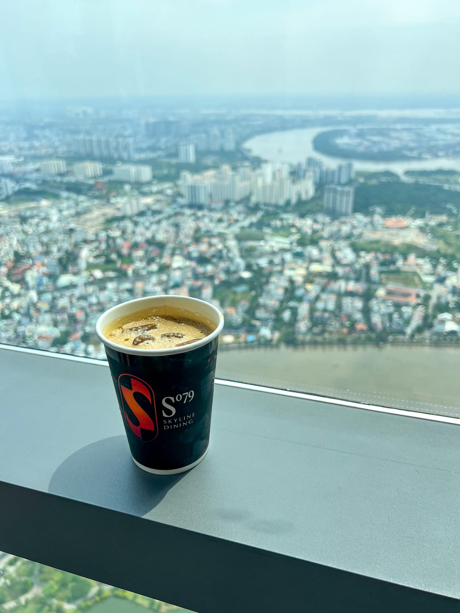 Vietnamese iced milk coffee atop Landmark 81 in Saigon