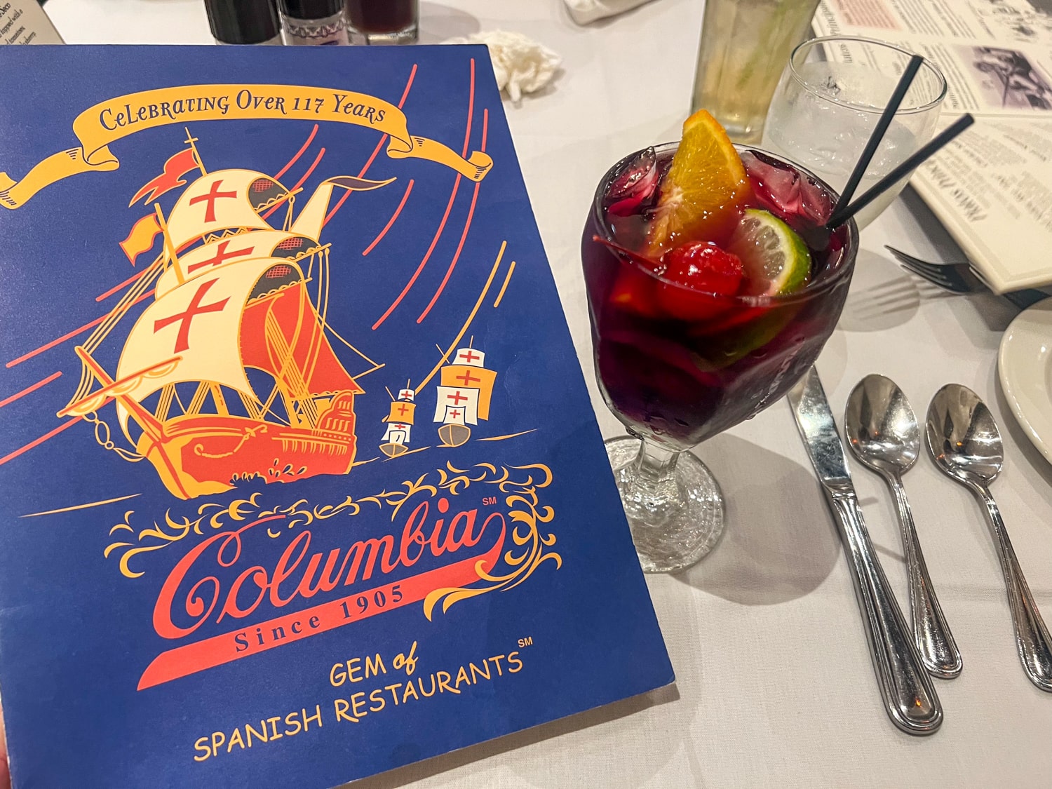 Columbia Restaurant's menu and red sangria