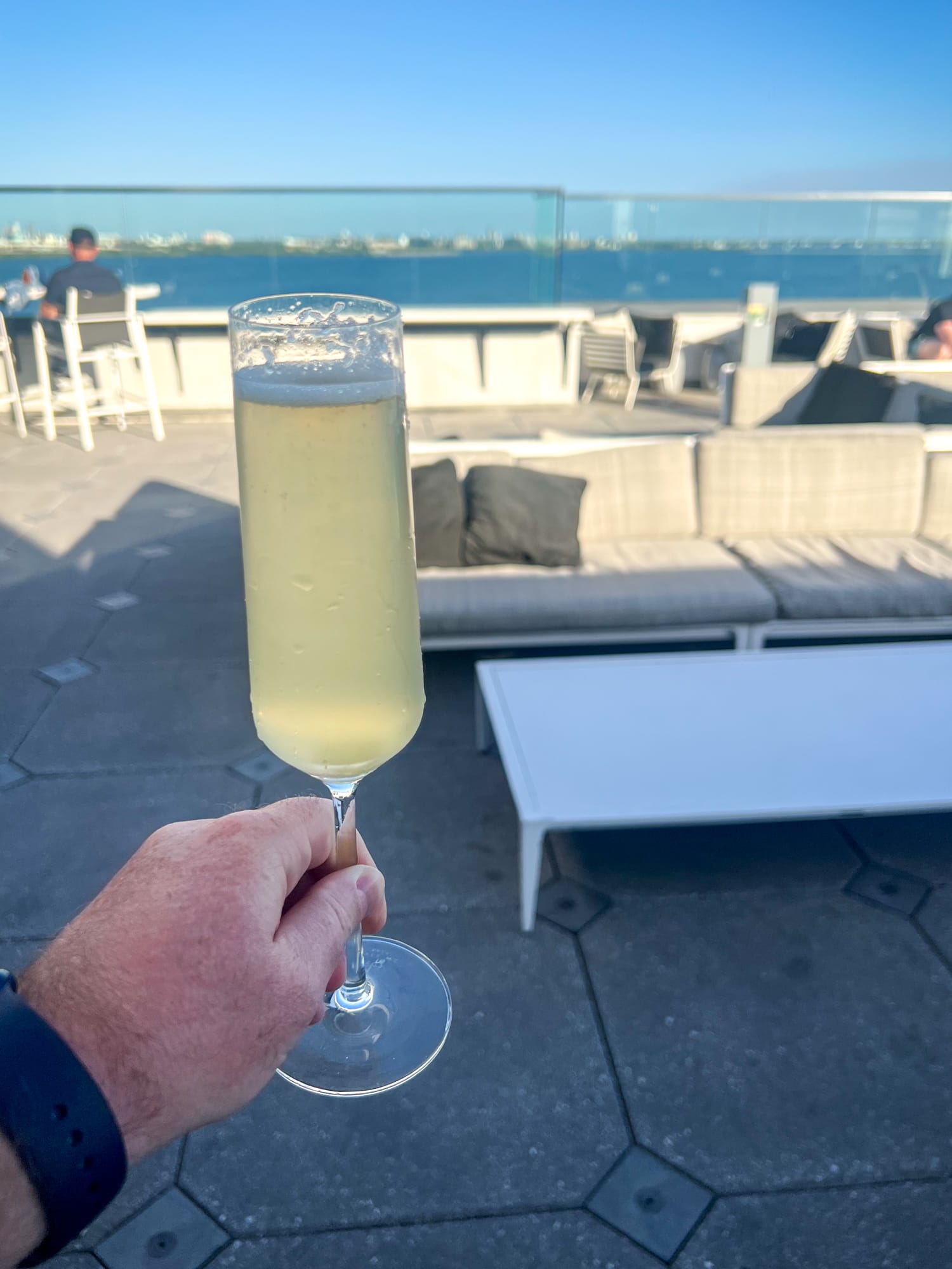 French 75 cocktail on the Rox Rooftop Bar