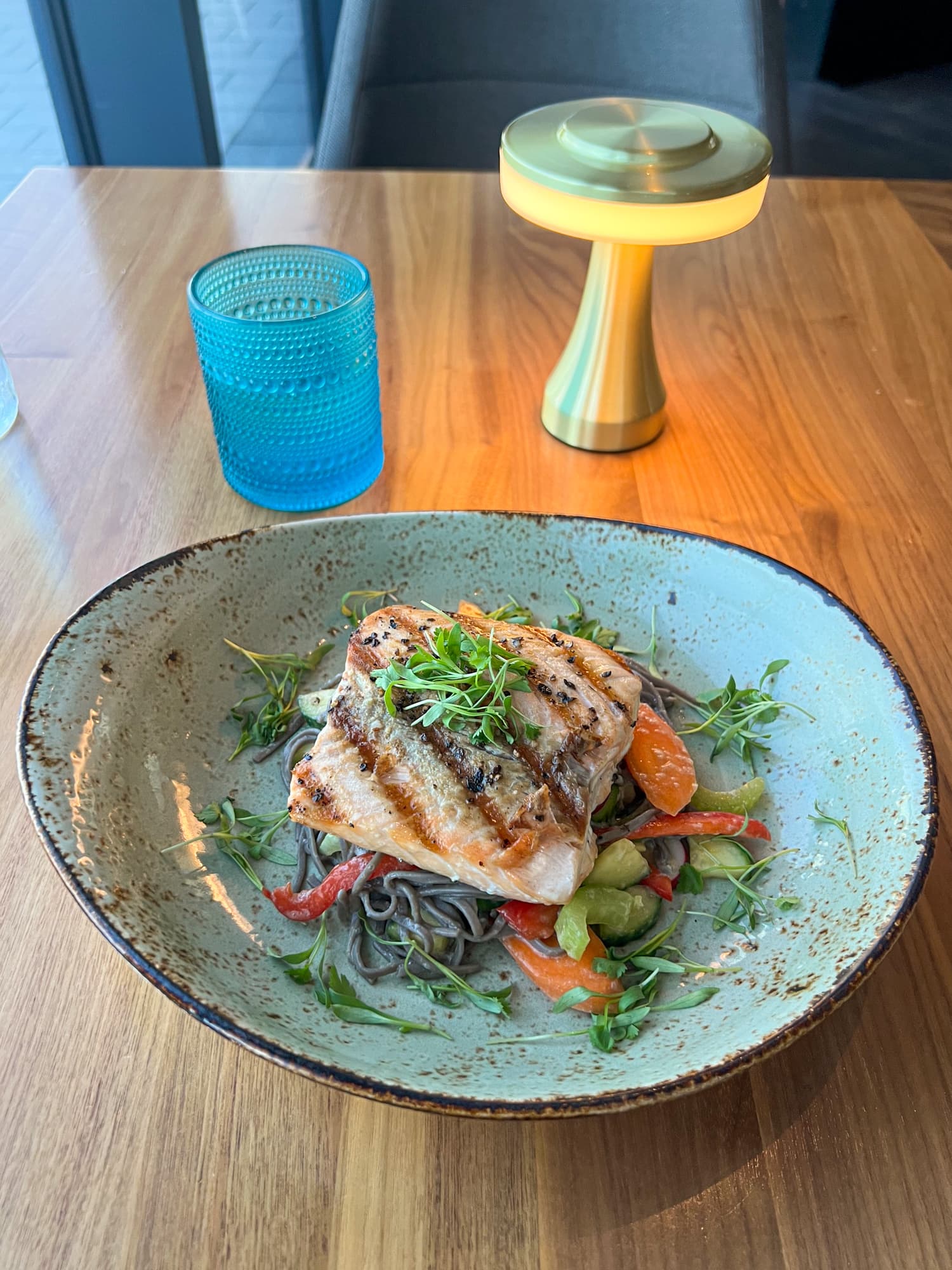 Salmon and soba noodles at Julian Restaurant 