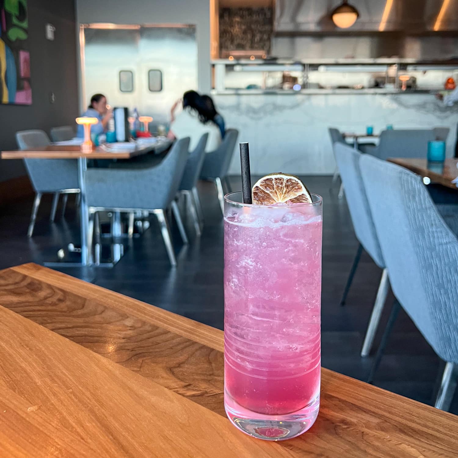 Vaporwave gin cocktail at Julian Restaurant