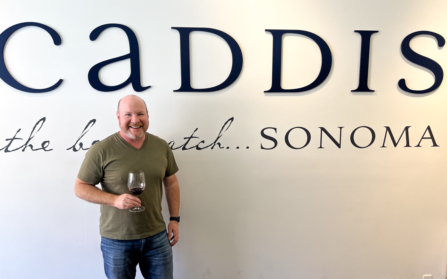 Dave at Caddis Wines' tasting room in Sonoma Plaza, California