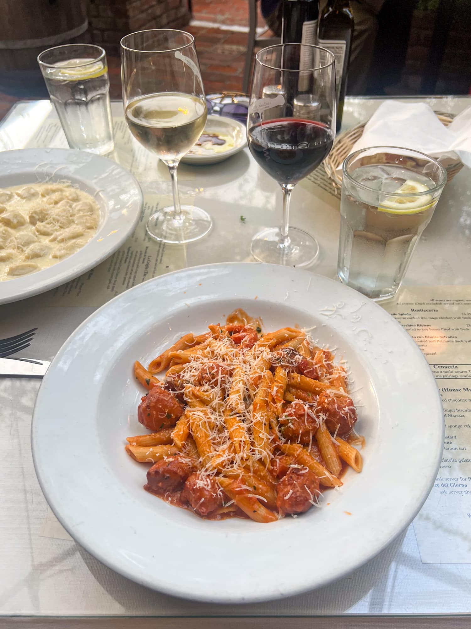 Penne contadina at at Della Santina's in Sonoma Plaza, California