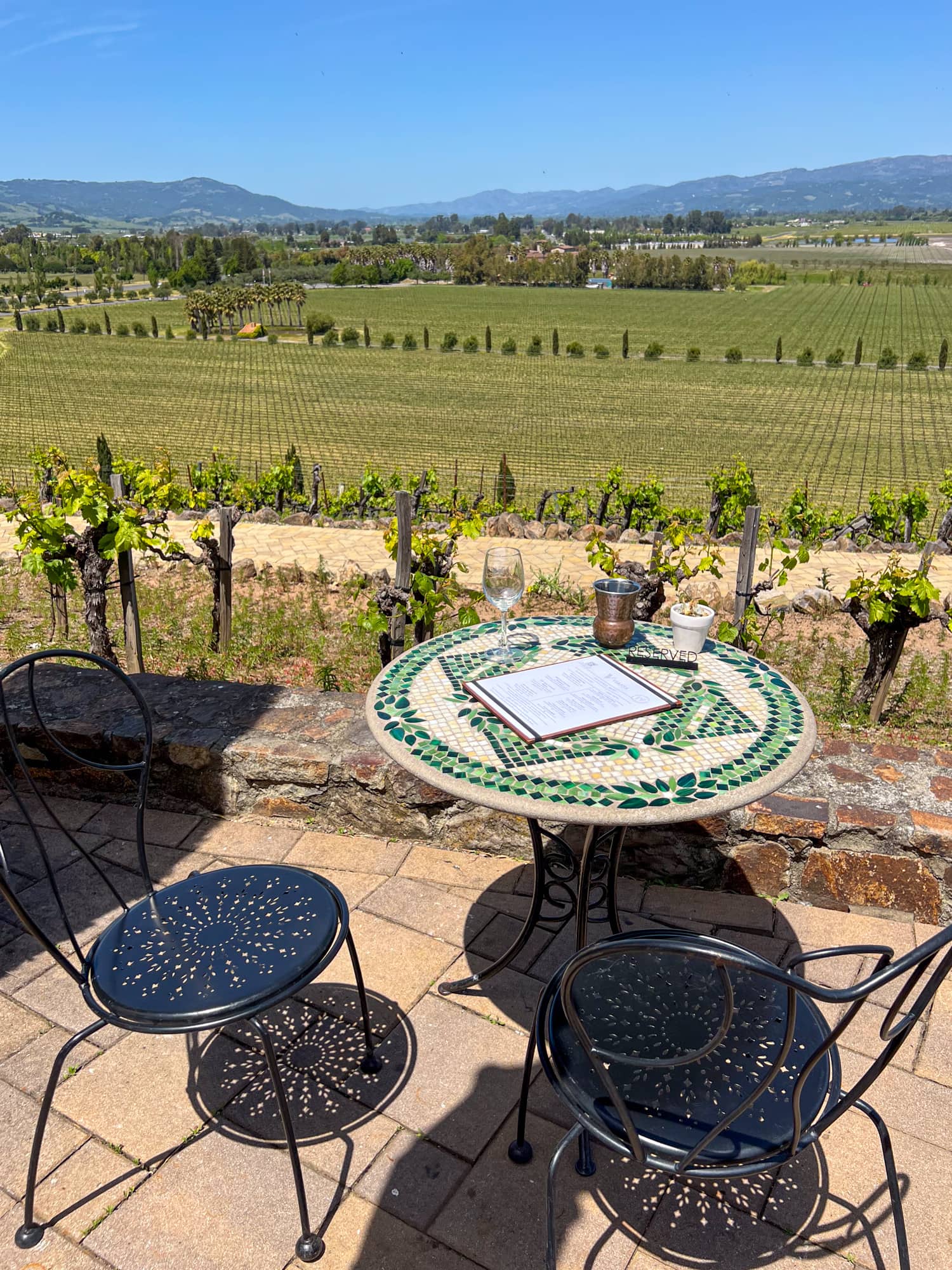 Table for two on Viansa Winery's patio