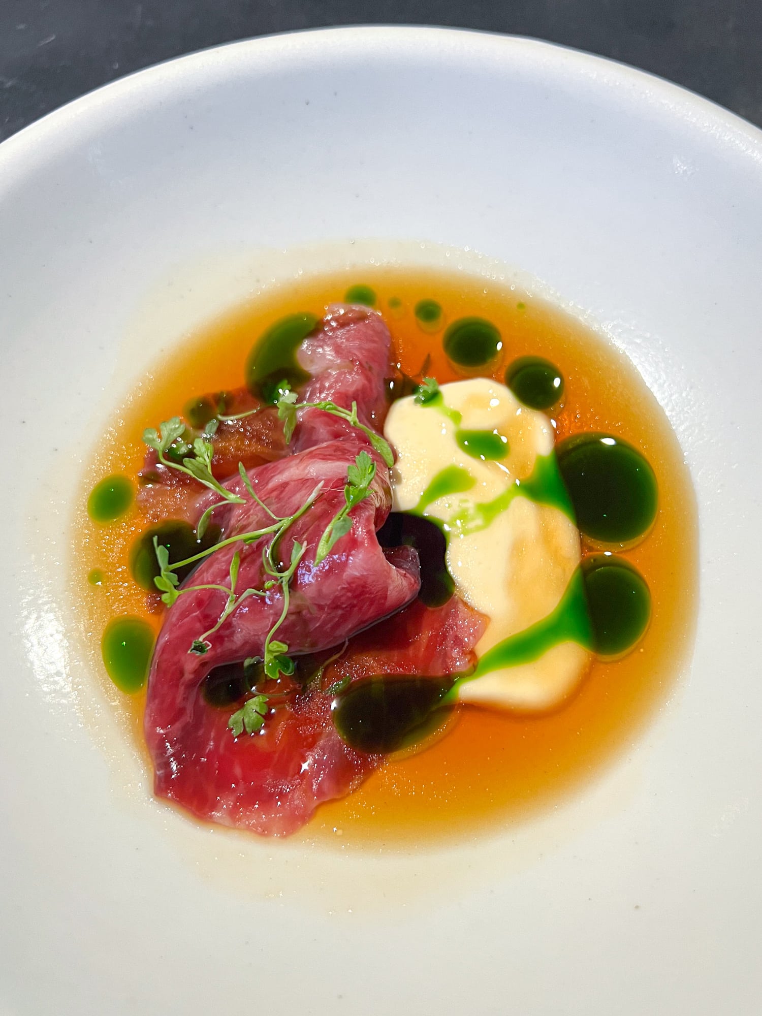 Beef and vegetable broth at Florilege in Tokyo