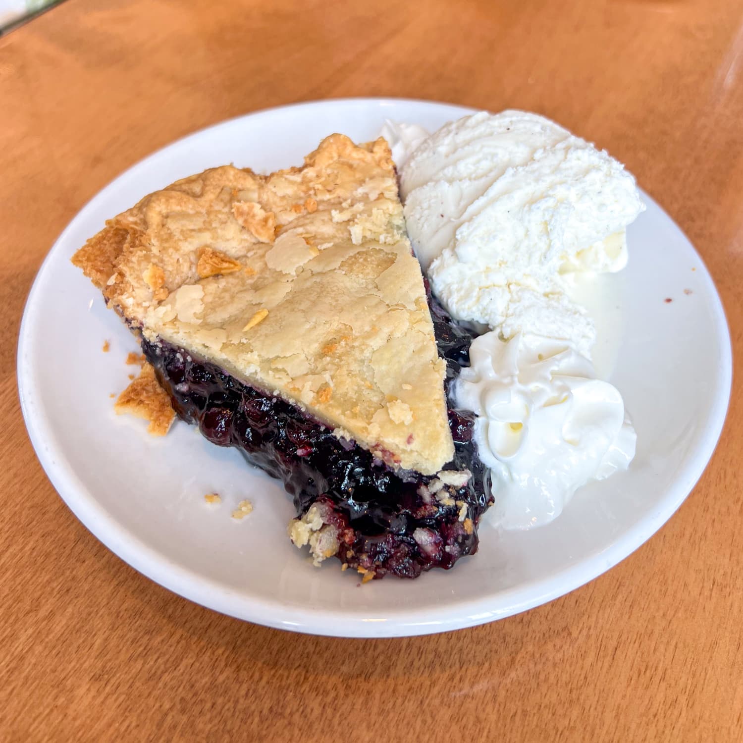 Maine blueberry pie a la mode at West Street Cafe