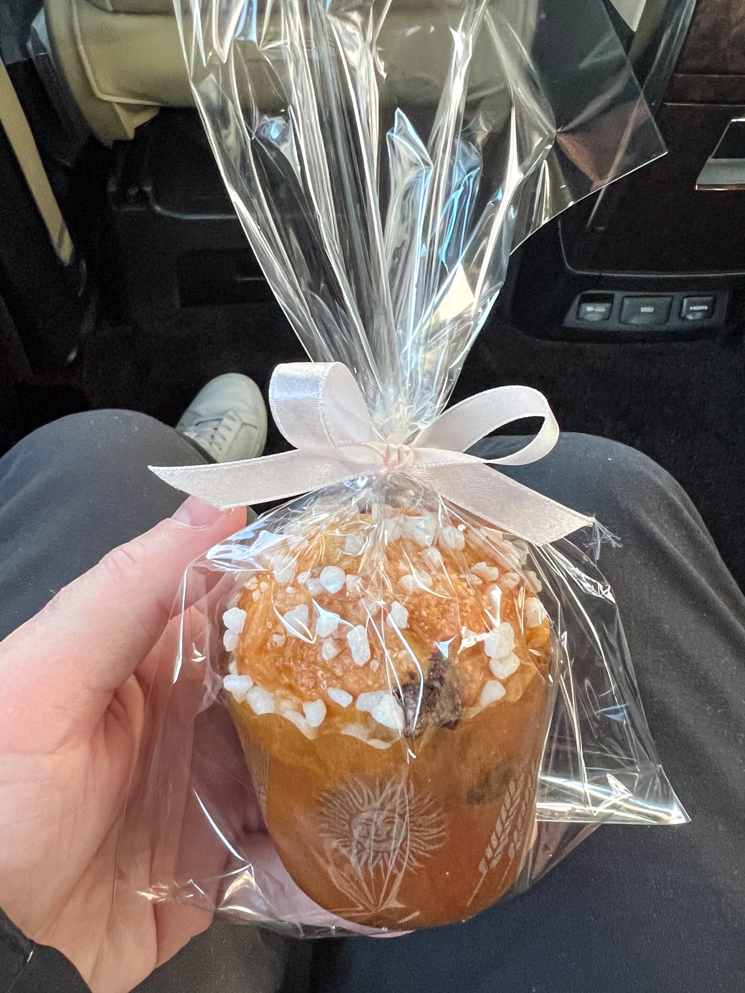 A fresh muffin was gifted to me as I left SEZANNE in Tokyo