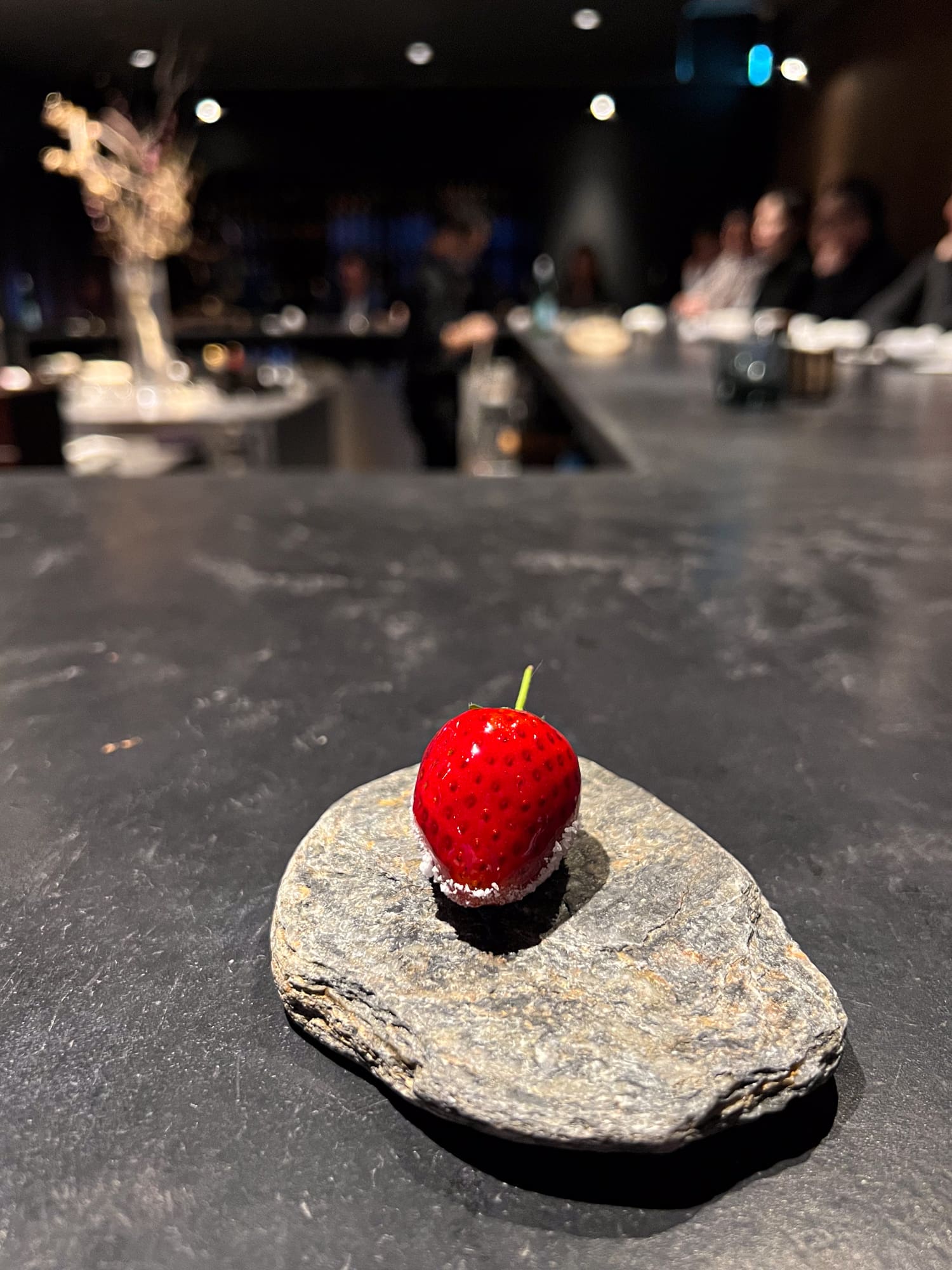 Strawberry coated in jam, my last bite at Florilege Restaurant in Tokyo