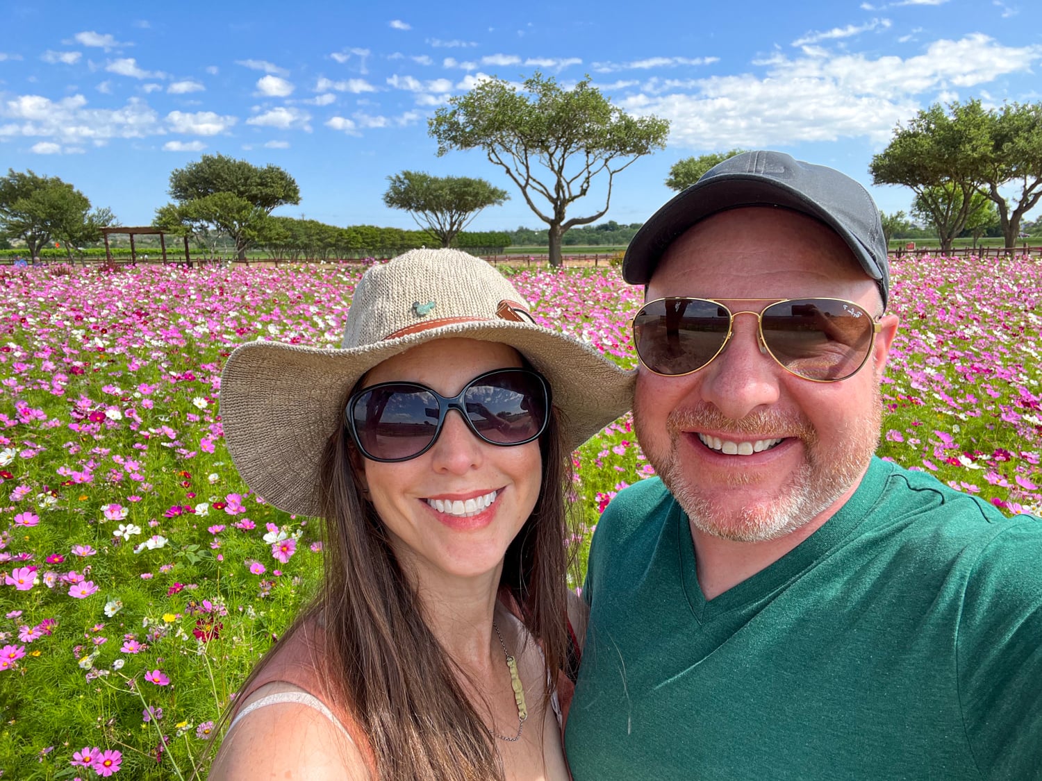 Selfie amid the wildflowers at Wildseed Farms, a terrific spot for wine tasting in Fredericksburg, TX