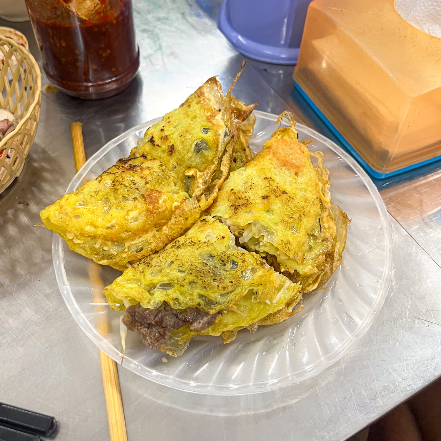 Vietnamese pancake with beef (banh xeo)