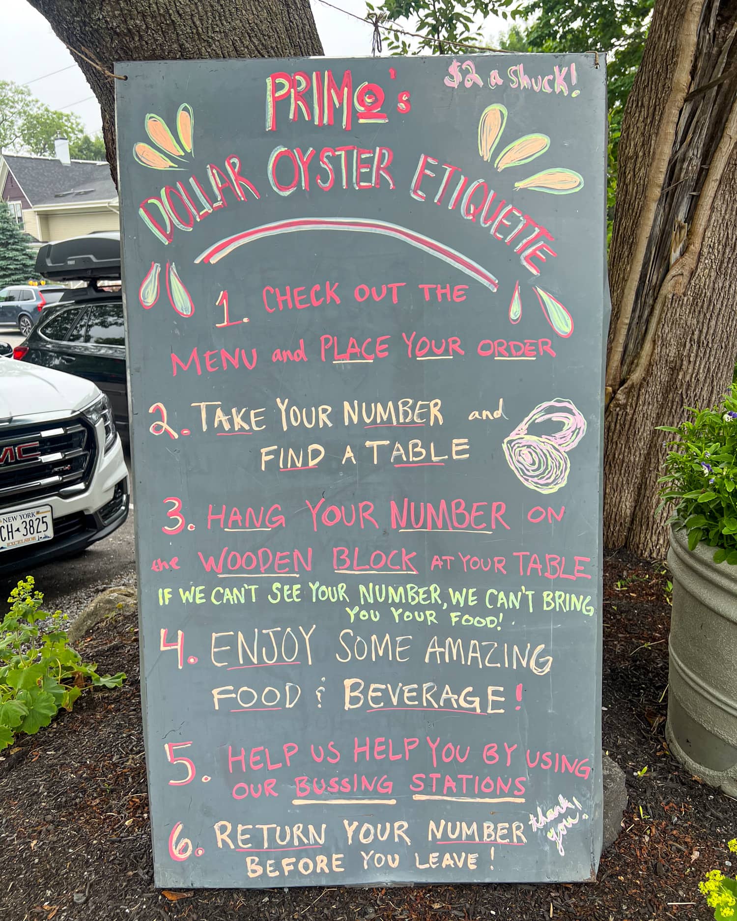 Oyster etiquette on a chalkboard