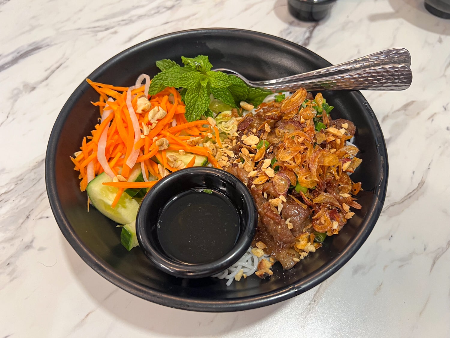 Bowl of bun thit nuong from Banh Mi Galang in Austin, TX