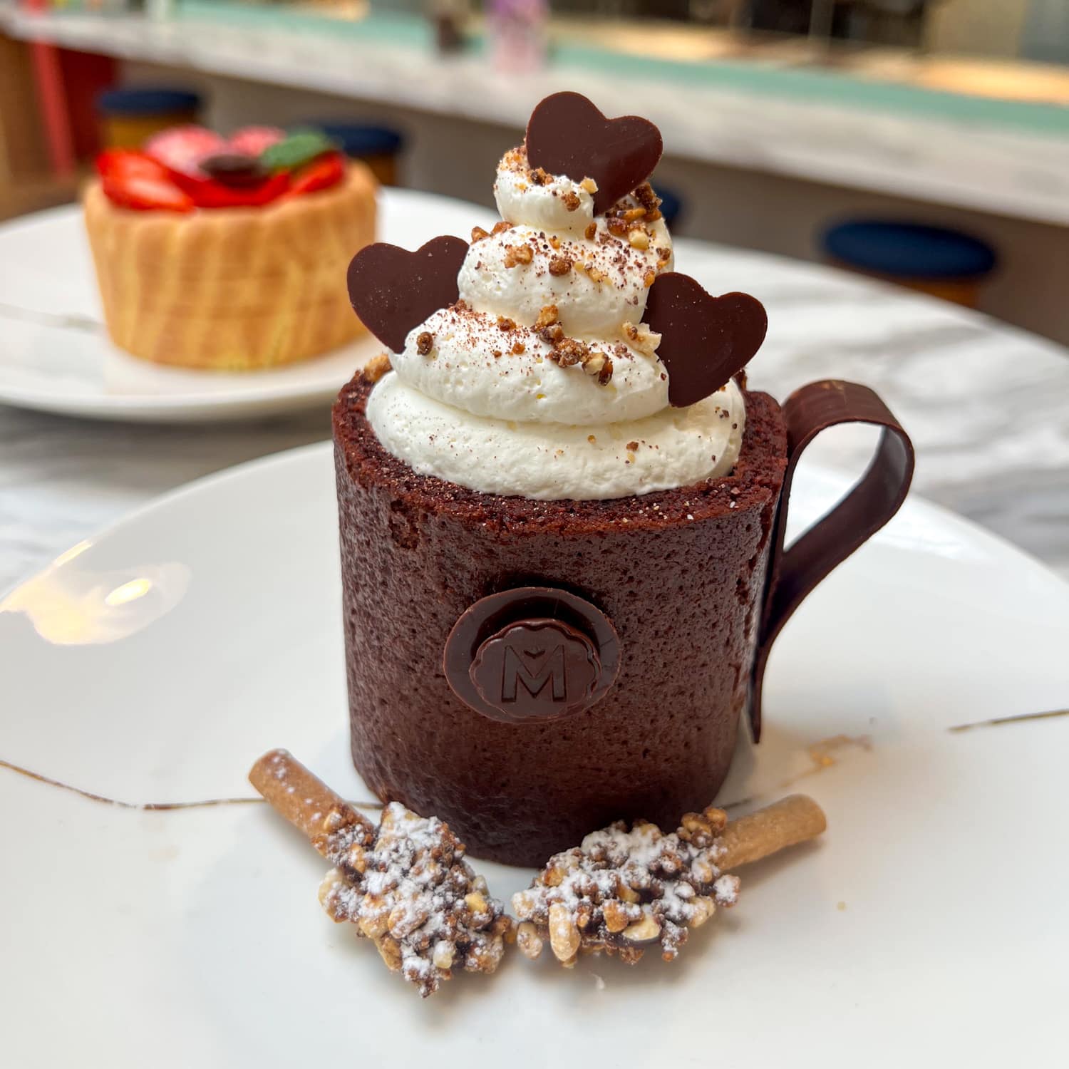 Chocolate cake mug and mousse