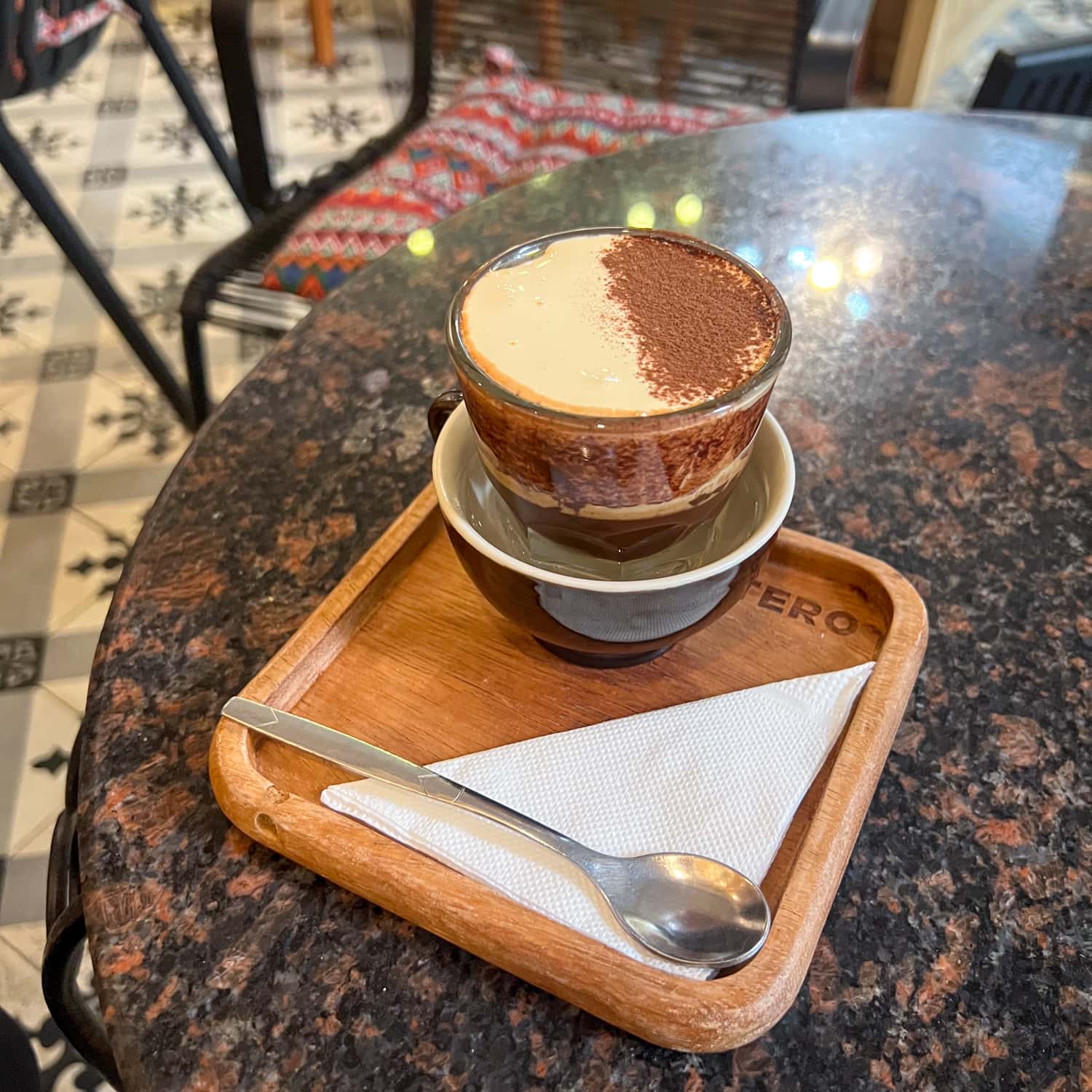 Hot egg cocoa in a water bath